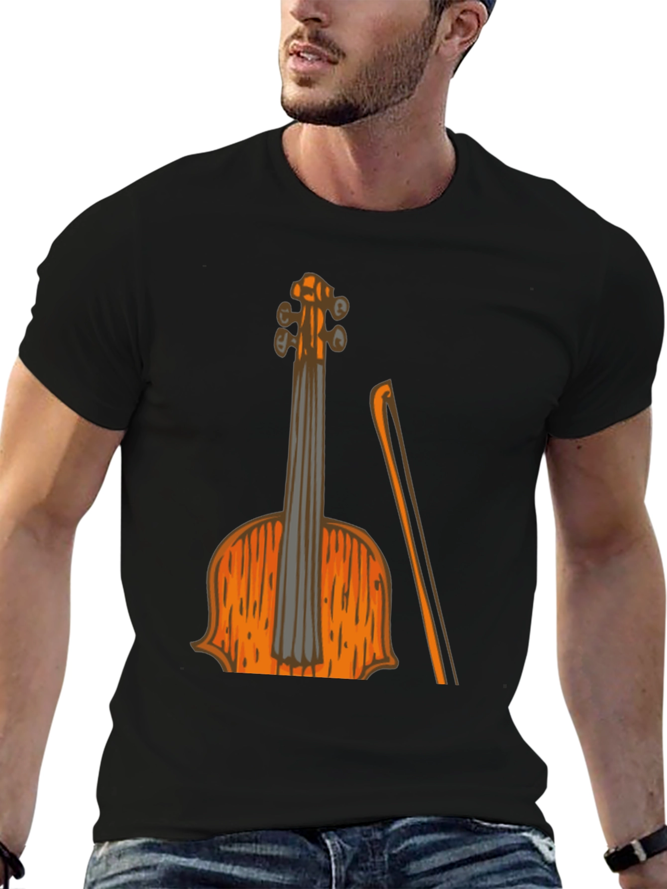 Violin Graphic Black T-Shirt Music Lover Tee