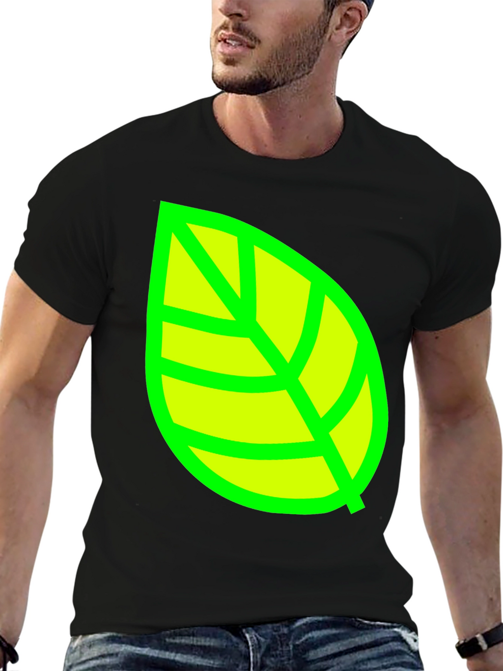 Green Leaf Graphic T-Shirt - Casual Cotton Tee