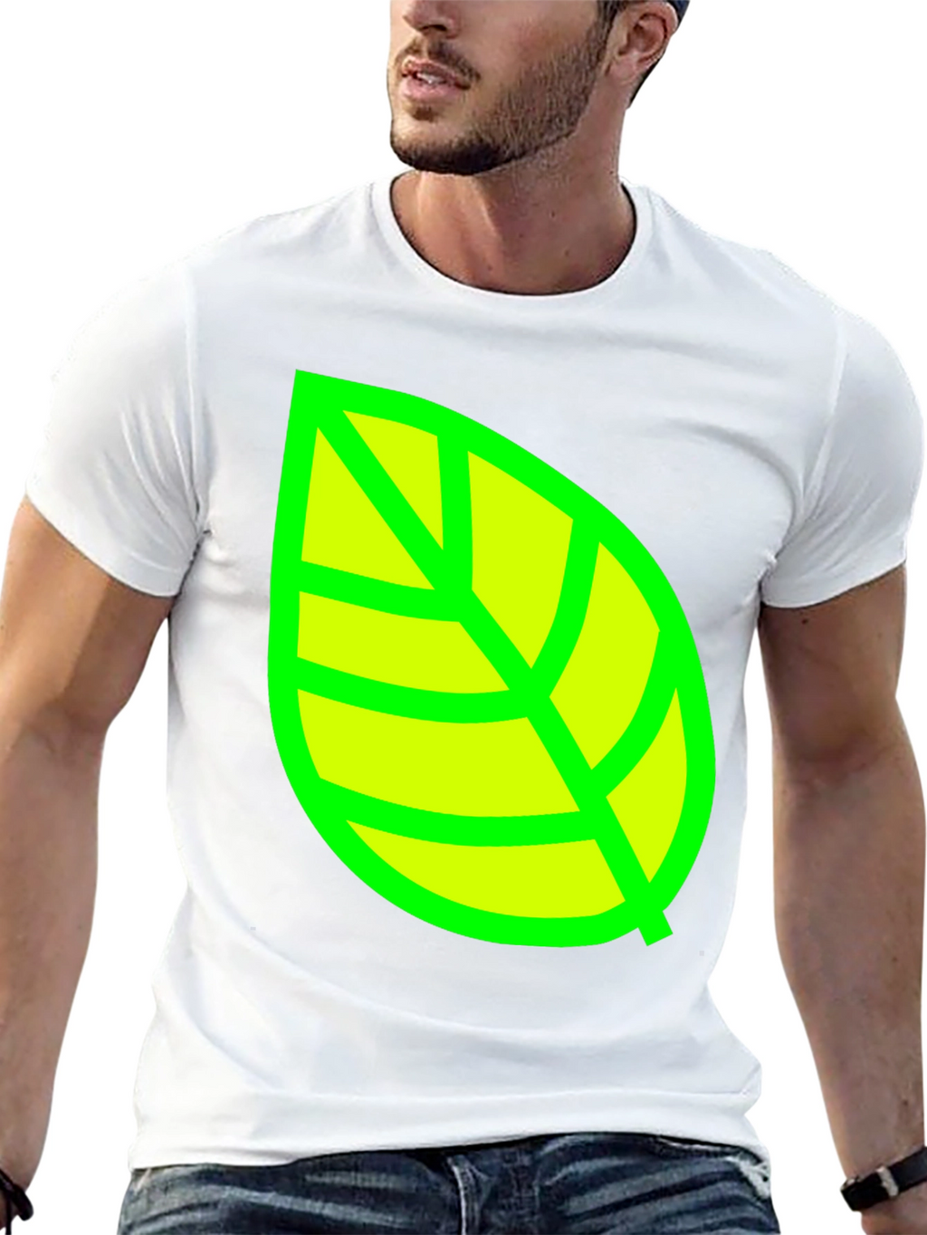 Green Leaf Graphic T-Shirt - Casual Cotton Tee
