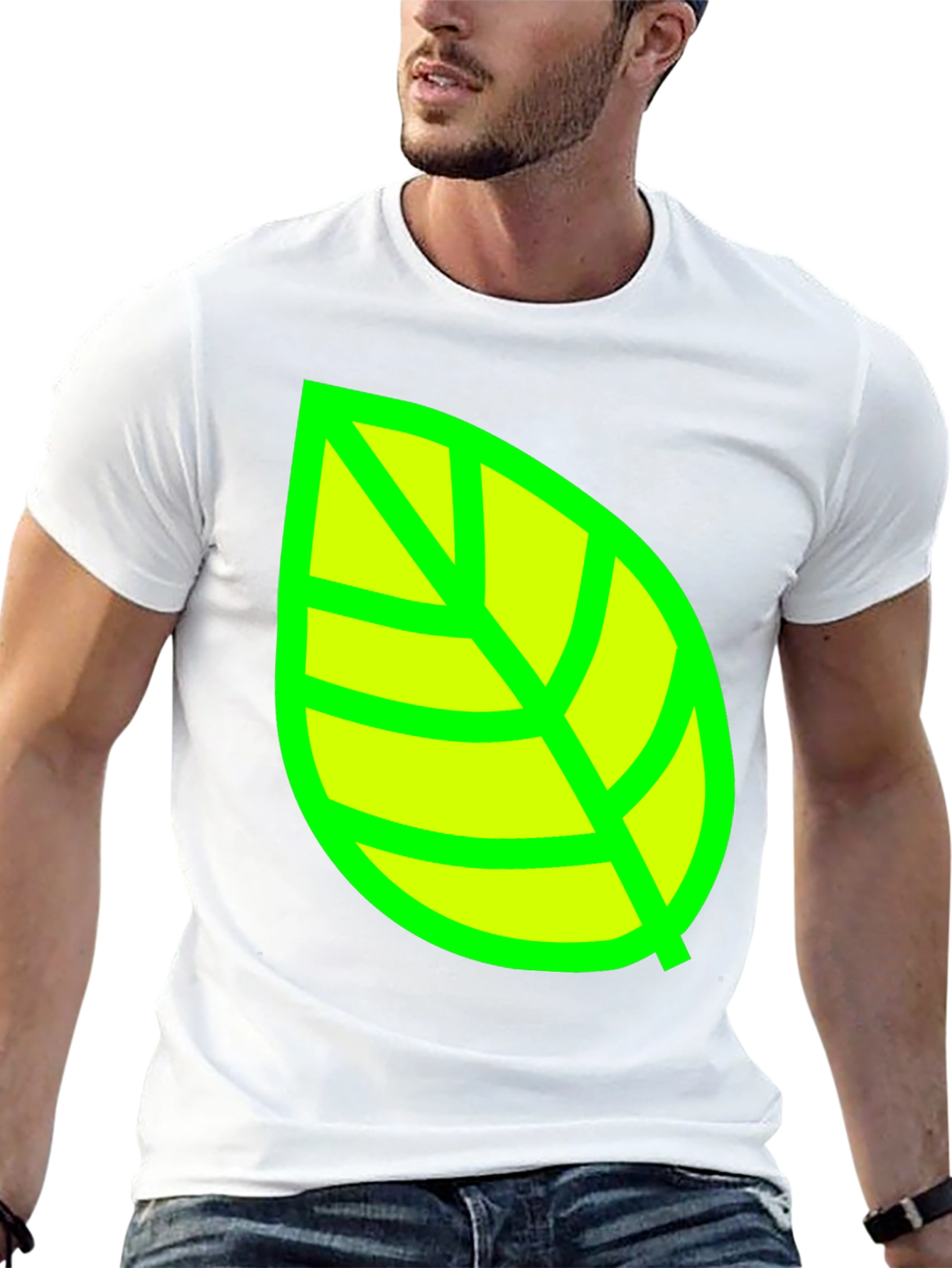 Green Leaf Graphic T-Shirt - Casual Cotton Tee