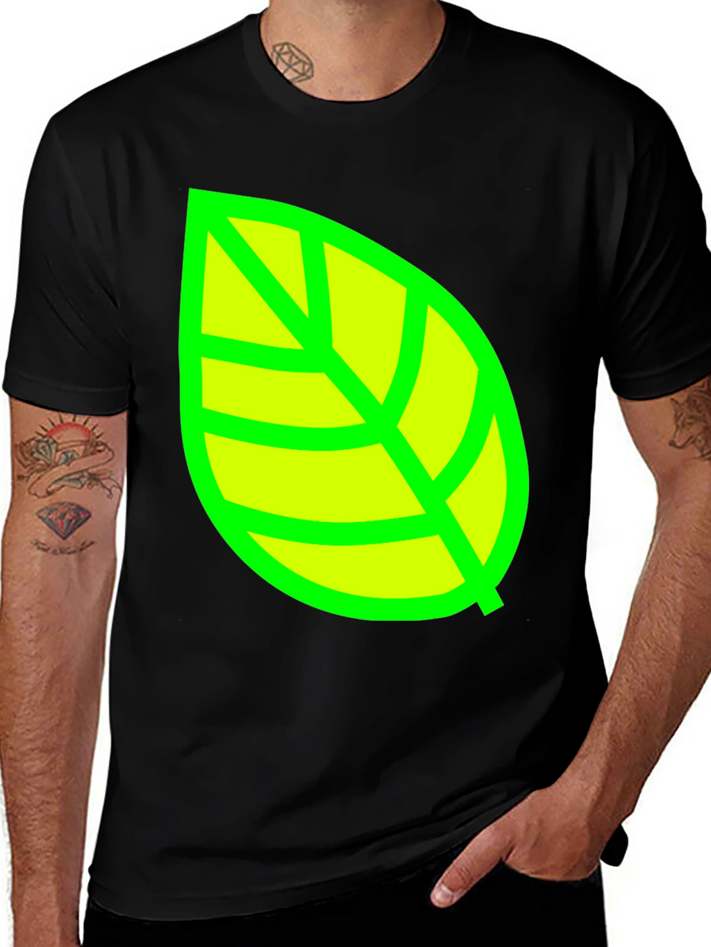 Green Leaf Graphic T-Shirt - Casual Cotton Tee