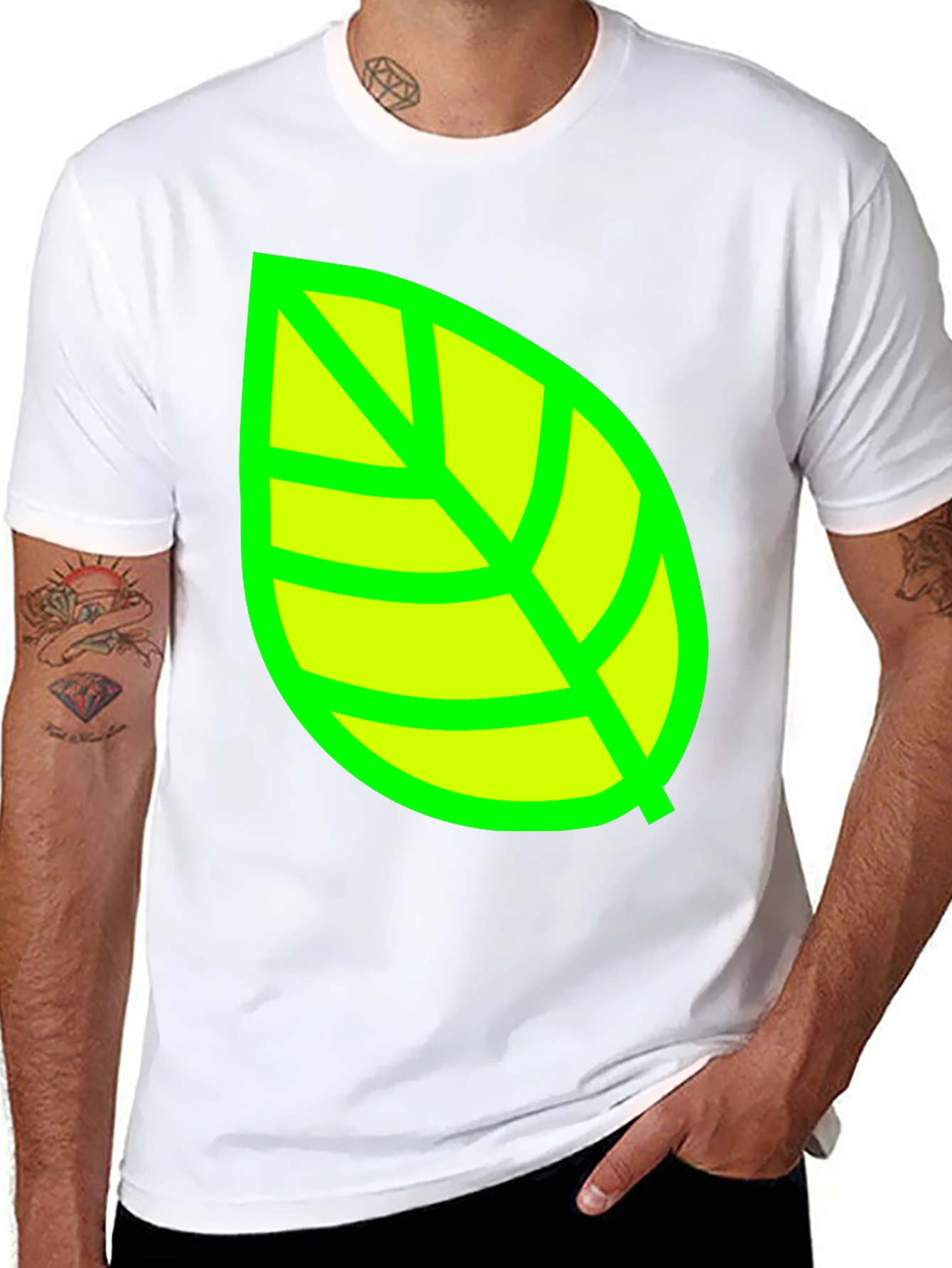 Green Leaf Graphic T-Shirt - Casual Cotton Tee
