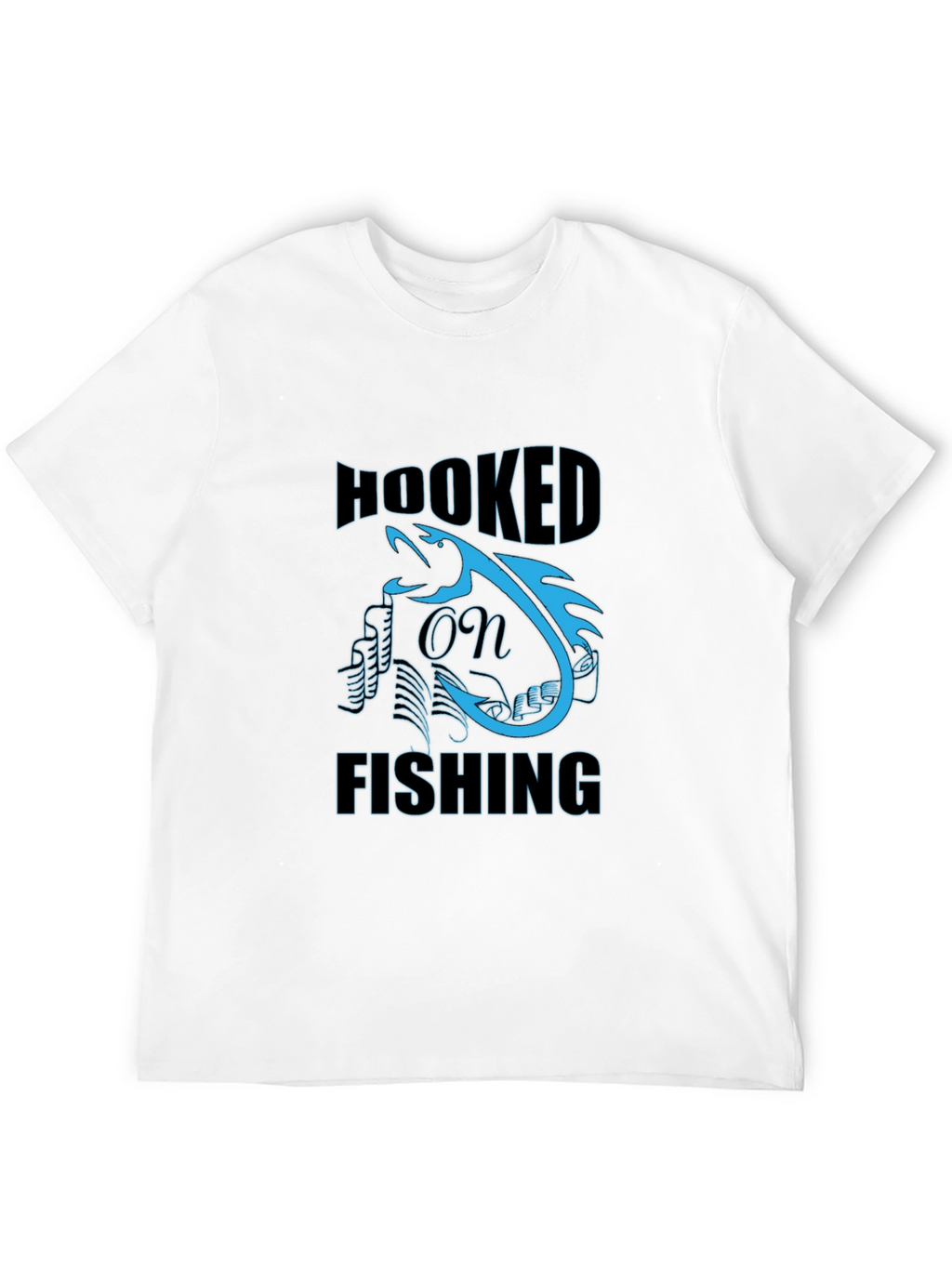Hooked on Fishing Graphic Tee - Black Cotton T-Shirt