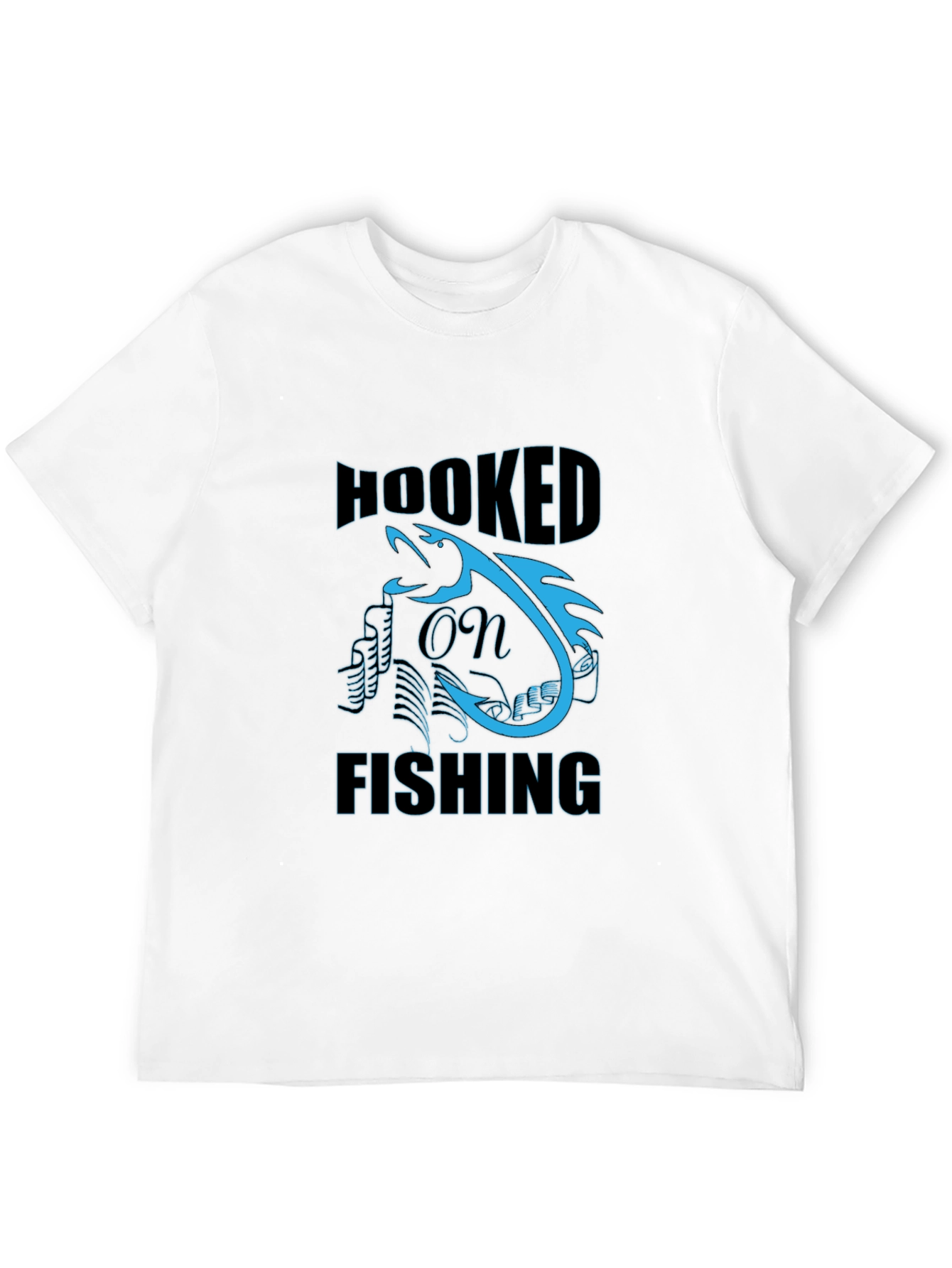 Hooked on Fishing Graphic Tee - Black Cotton T-Shirt