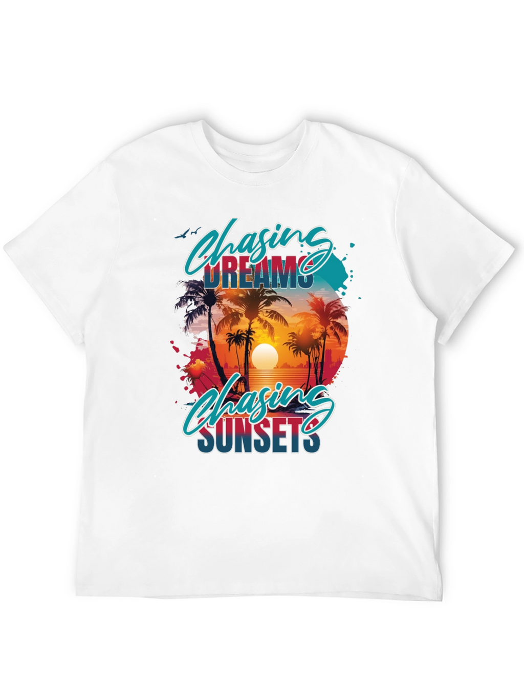 Chasing Dreams & Sunsets Black Graphic Tee