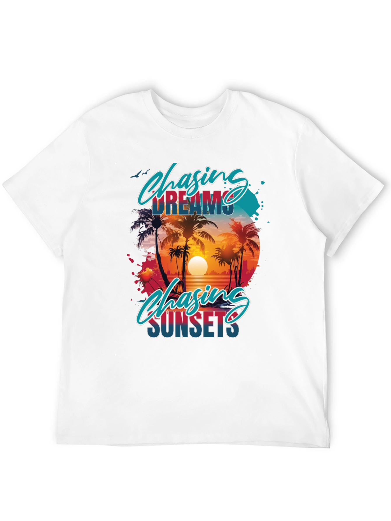 Chasing Dreams & Sunsets Black Graphic Tee