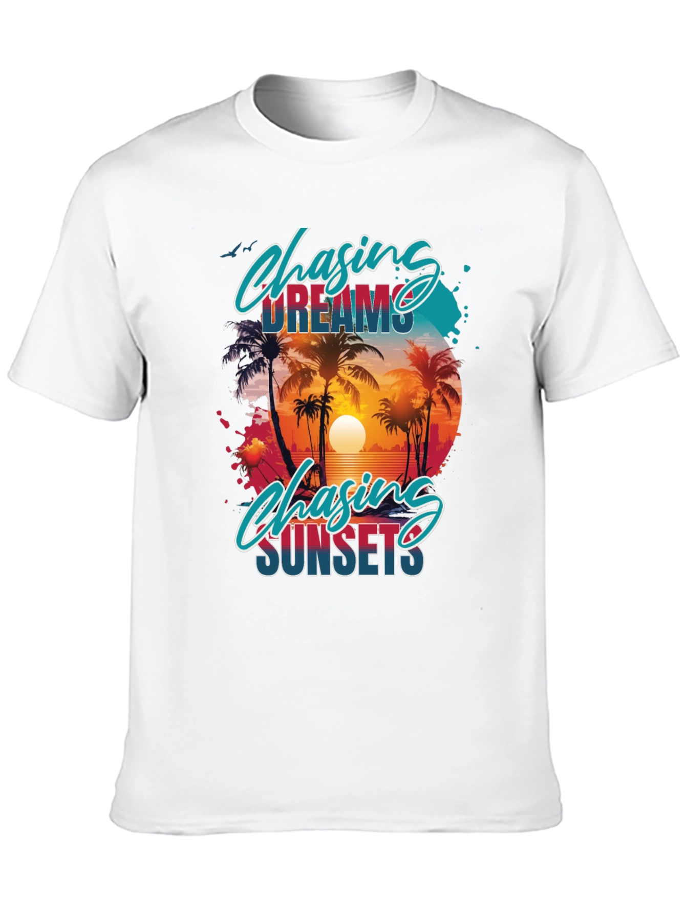 Chasing Dreams & Sunsets Black Graphic Tee