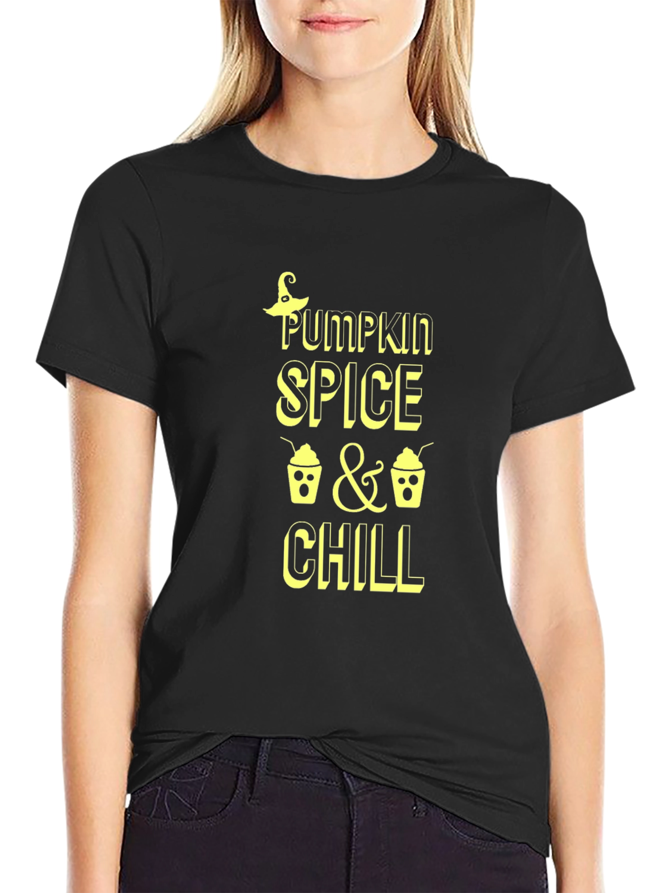 Pumpkin Spice & Chill Black Graphic Tee