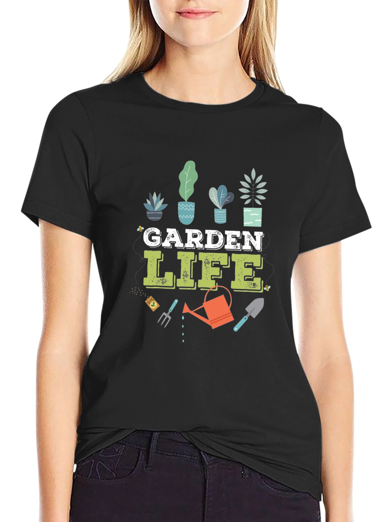Garden Life Graphic T-Shirt - Black Cotton Blend Tee
