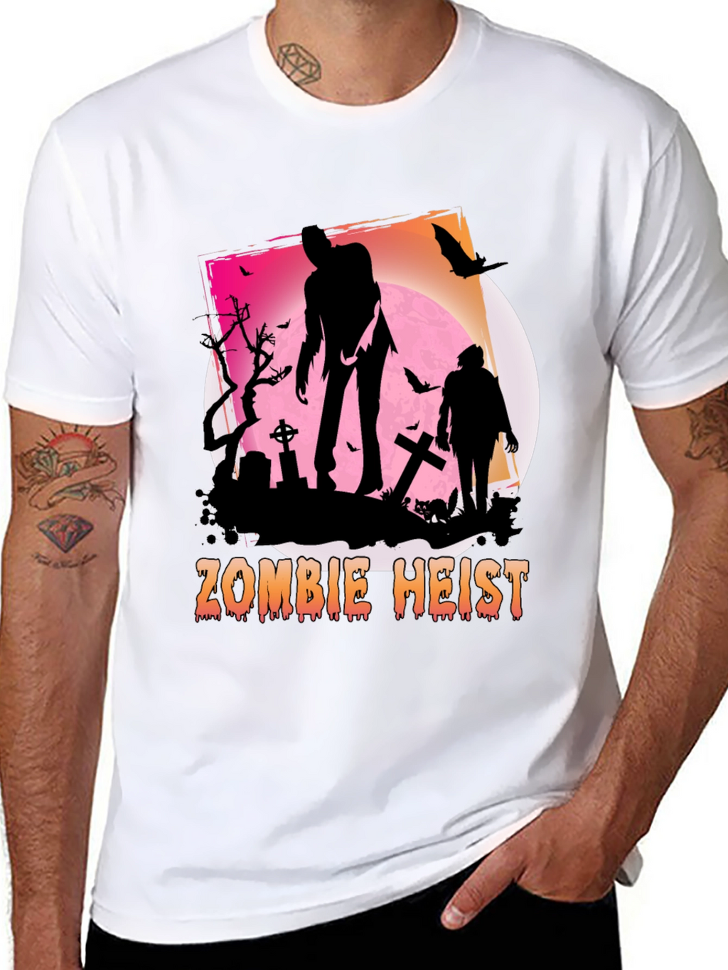 Zombie Heist Graphic Tee - Spooky Halloween Shirt