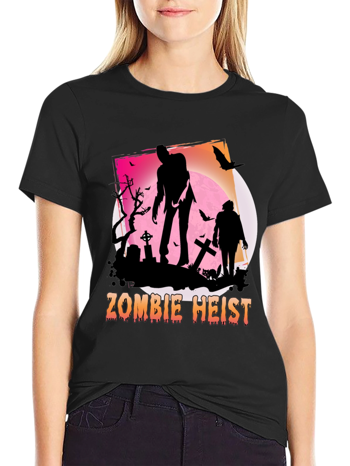 Zombie Heist Graphic Tee - Spooky Halloween Shirt