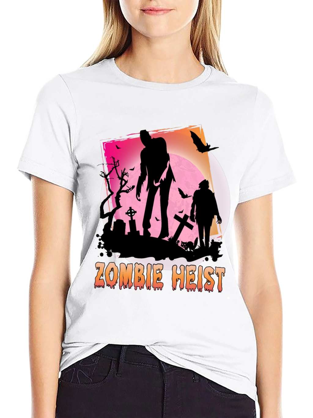 Zombie Heist Graphic Tee - Spooky Halloween Shirt