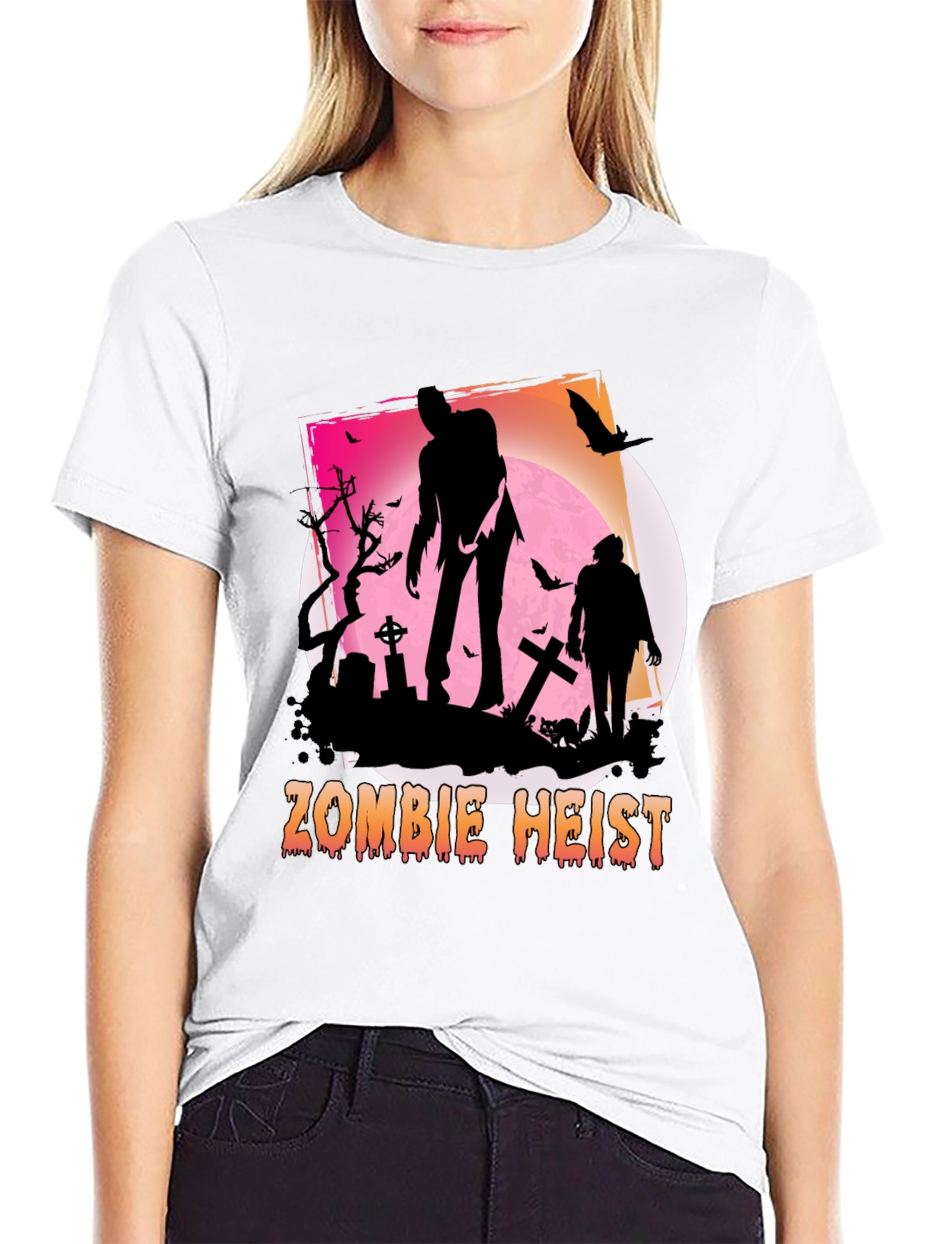 Zombie Heist Graphic Tee - Spooky Halloween Shirt