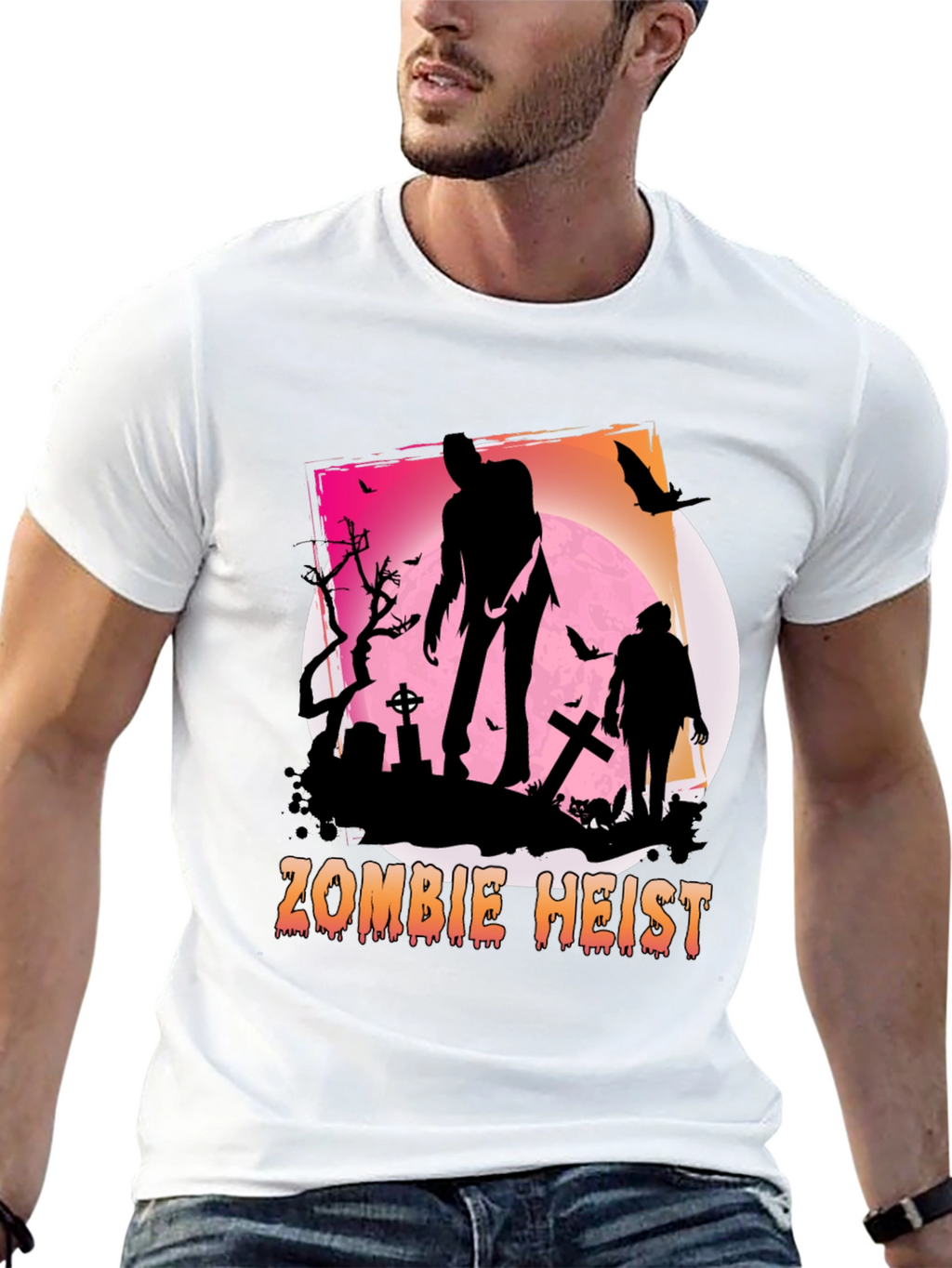 Zombie Heist Graphic Tee - Spooky Halloween Shirt