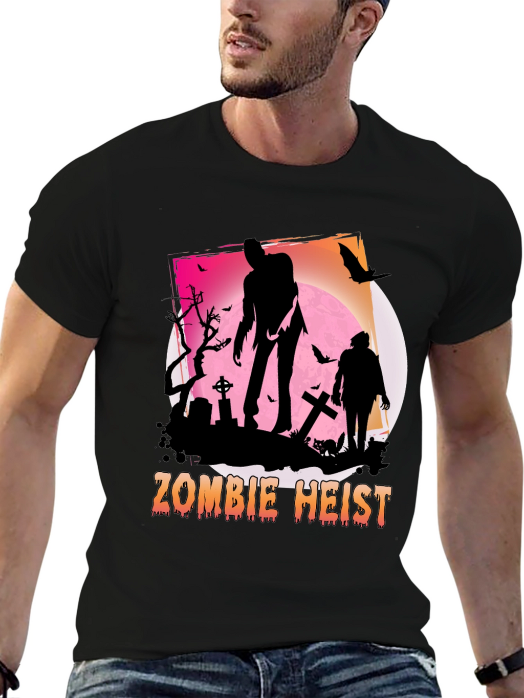 Zombie Heist Graphic Tee - Spooky Halloween Shirt