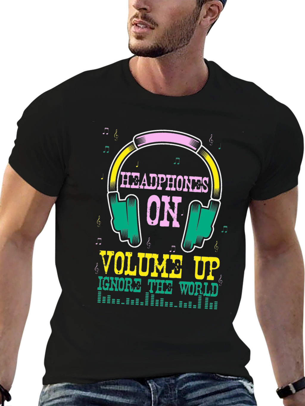 Headphones On Graphic T-Shirt - Music Lover Tee