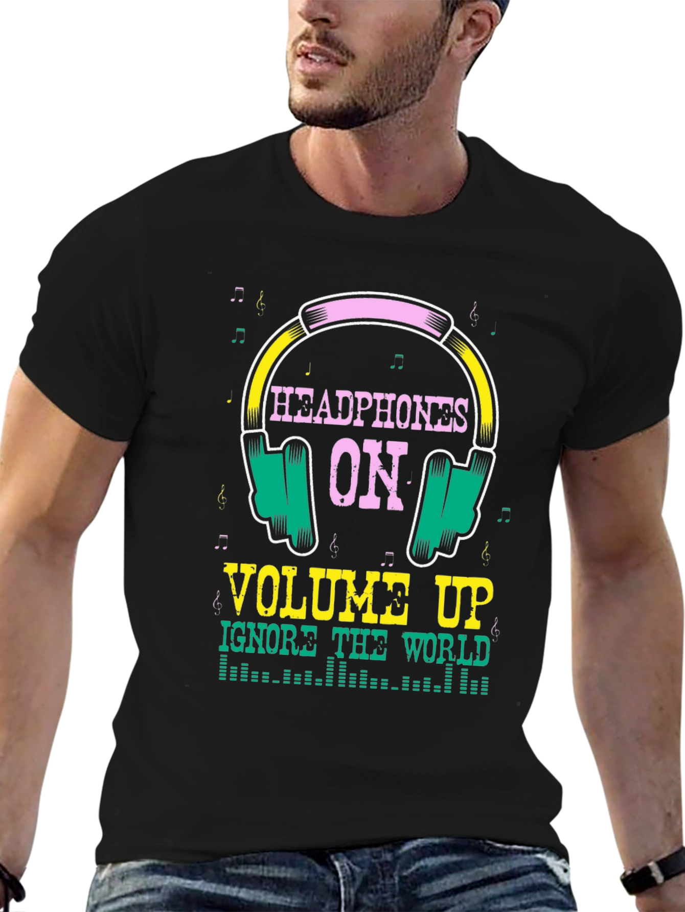 Headphones On Graphic T-Shirt - Music Lover Tee
