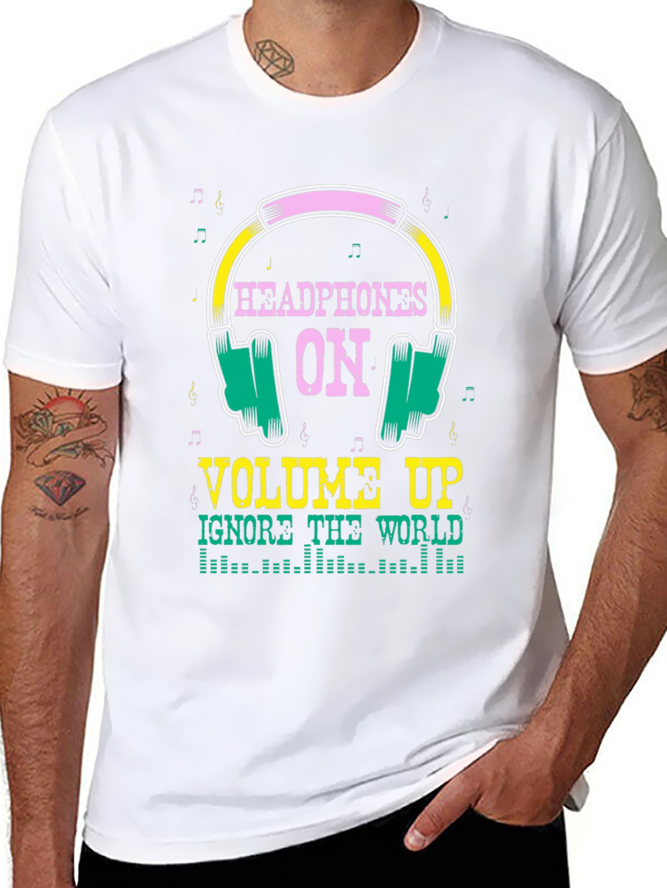 Headphones On Graphic T-Shirt - Music Lover Tee