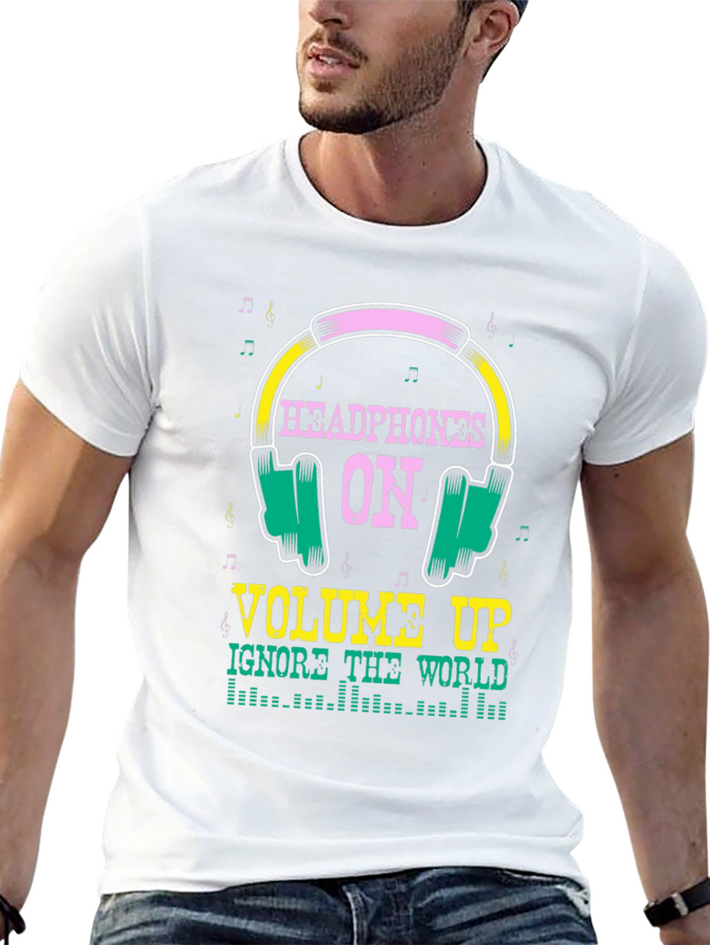 Headphones On Graphic T-Shirt - Music Lover Tee
