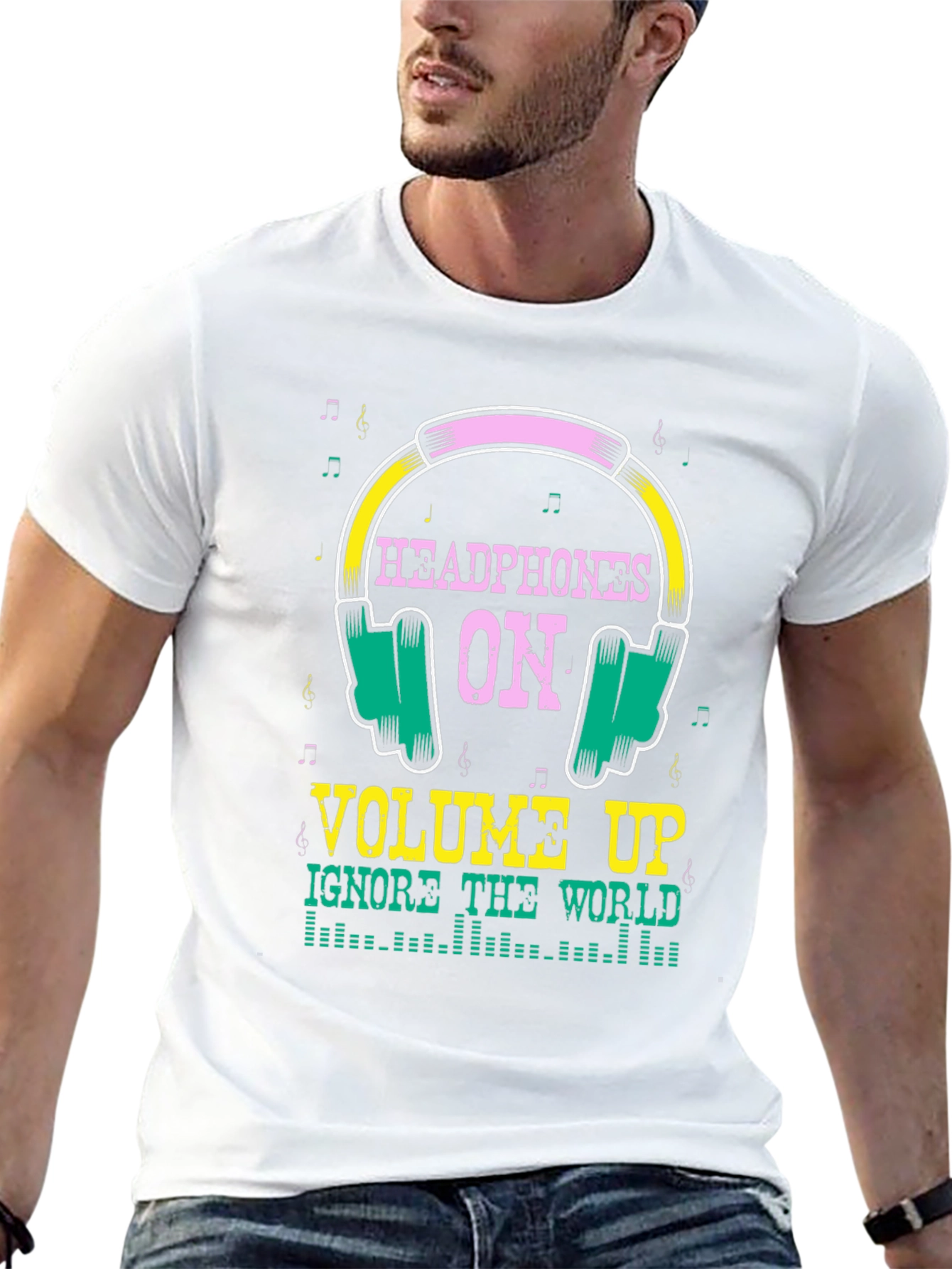 Headphones On Graphic T-Shirt - Music Lover Tee