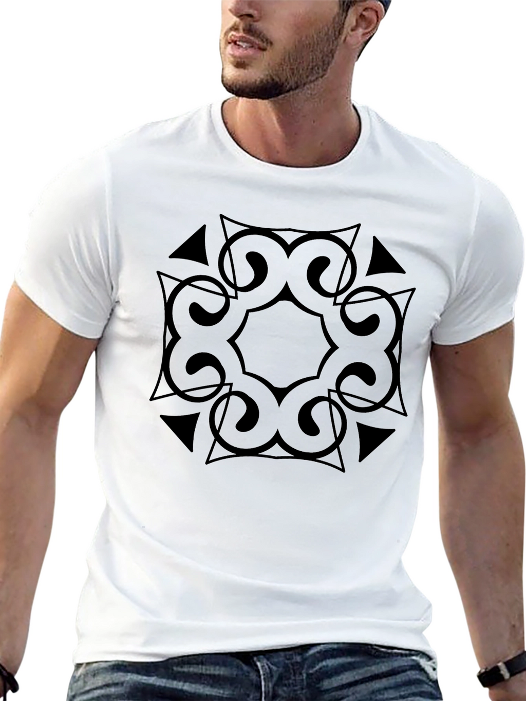 Geometric Black Graphic Tee - Stylish & Modern
