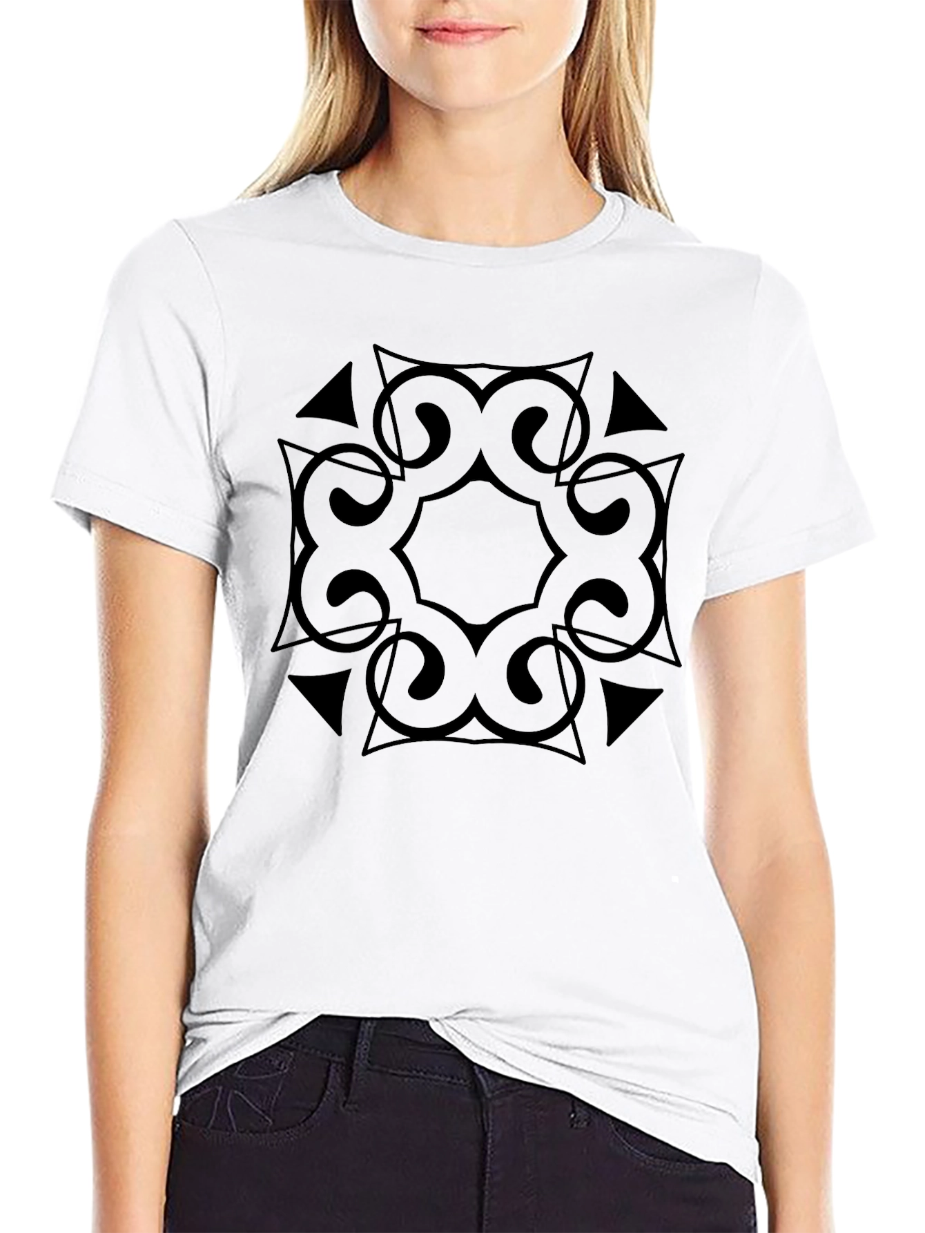 Geometric Black Graphic Tee - Stylish & Modern
