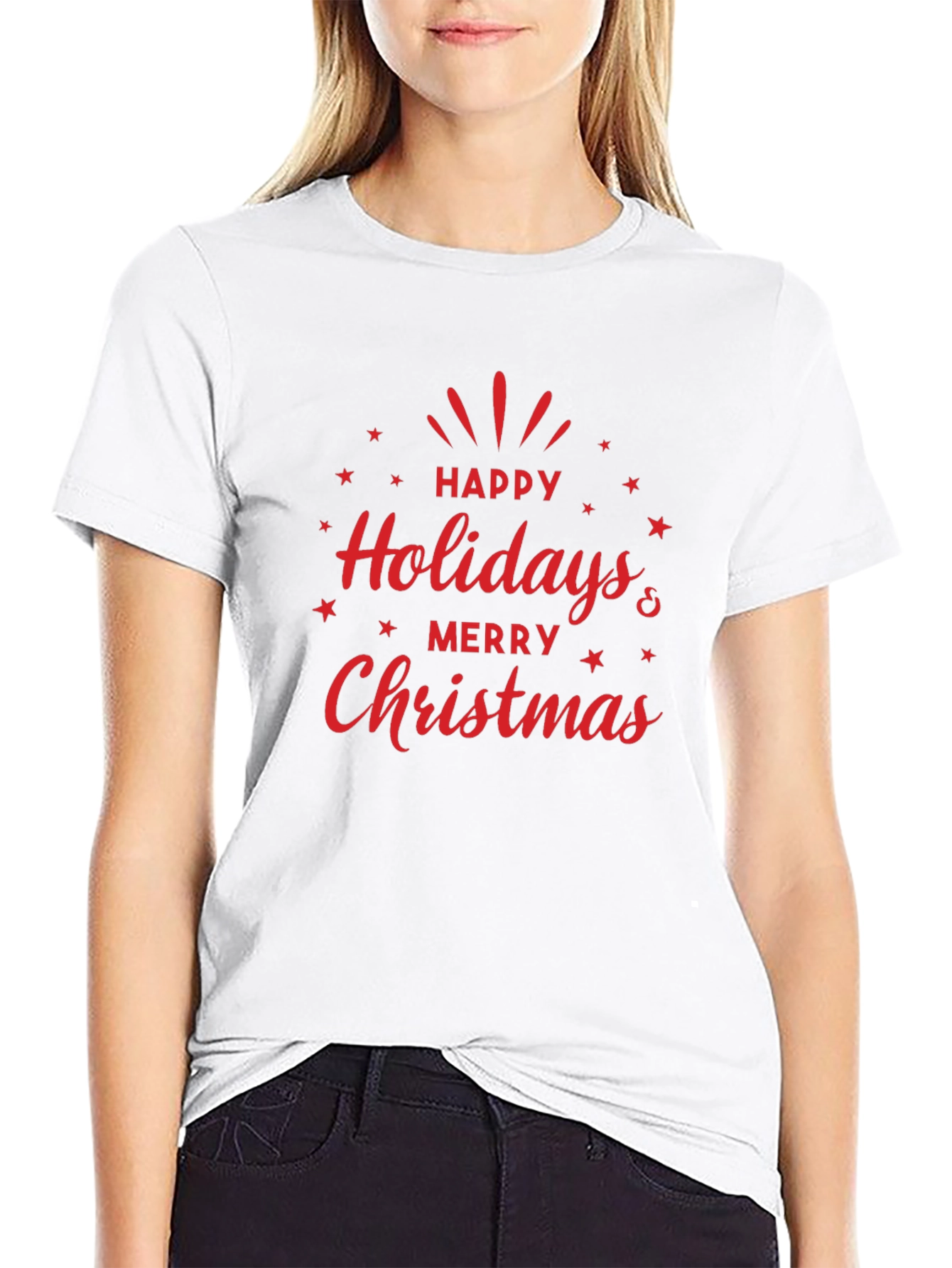 Festive Happy Holidays & Merry Christmas Graphic Tee