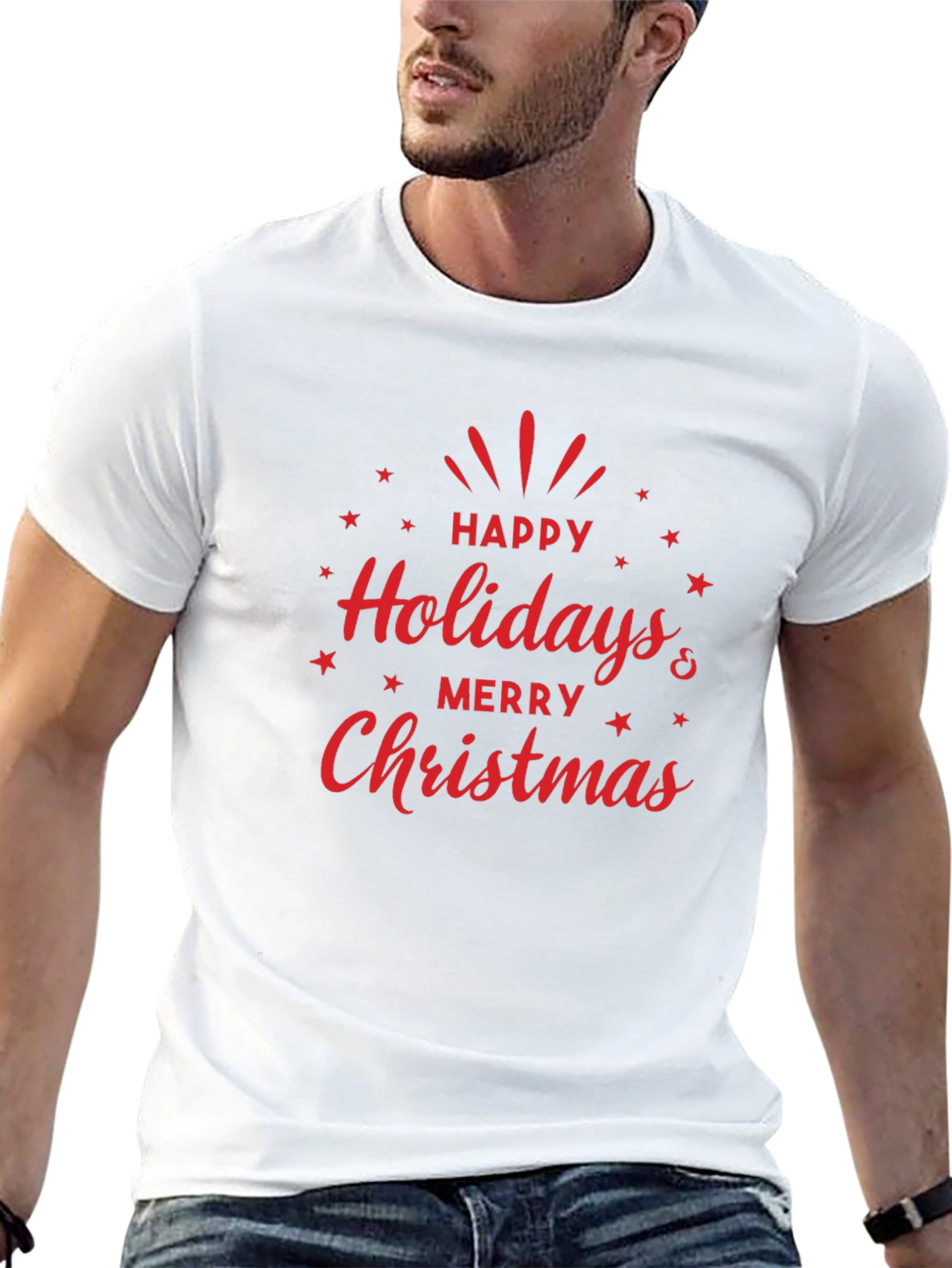 Festive Happy Holidays & Merry Christmas Graphic Tee