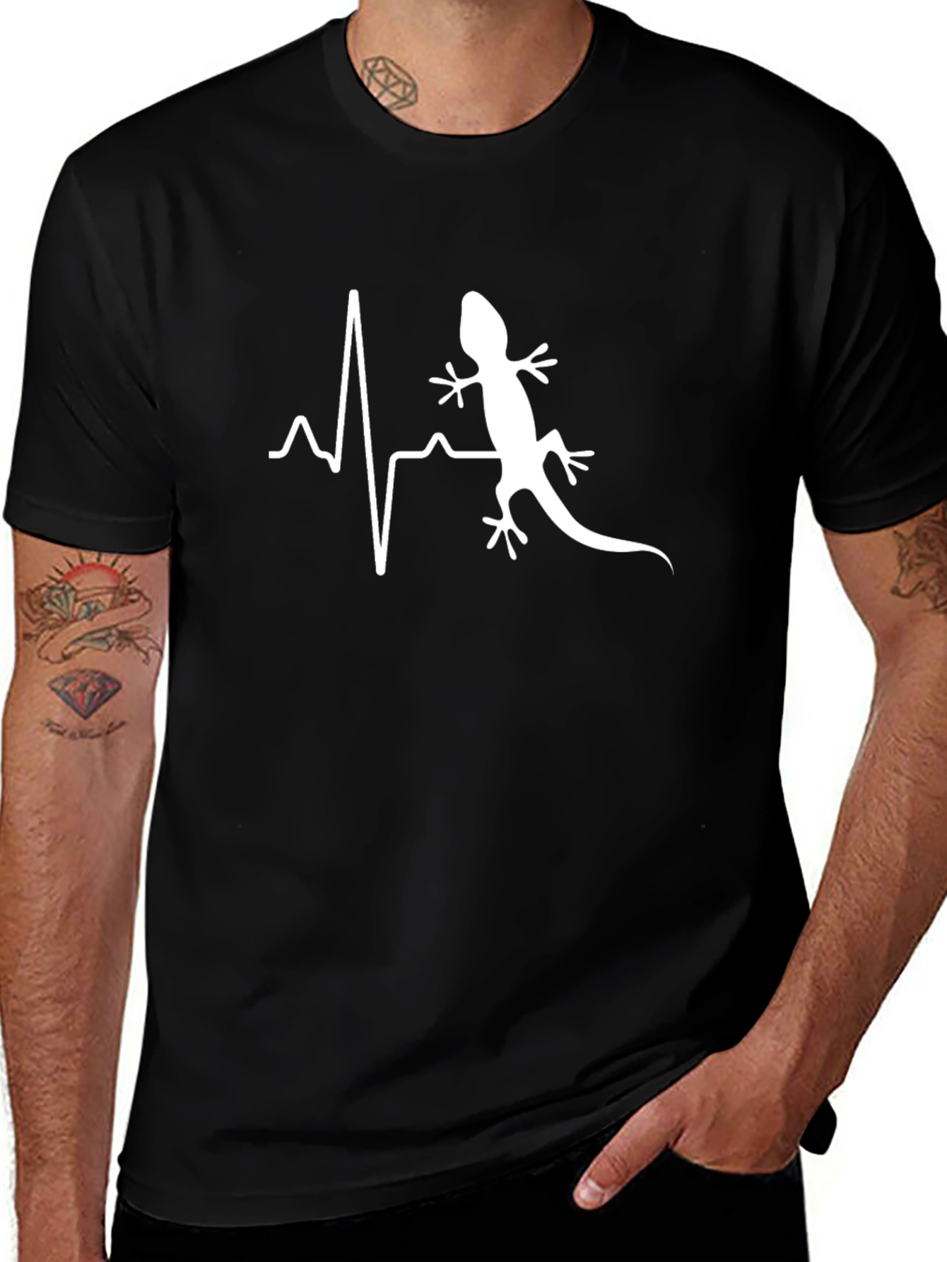 Lizard Heartbeat Graphic Tee - Cool Animal Lover Shirt