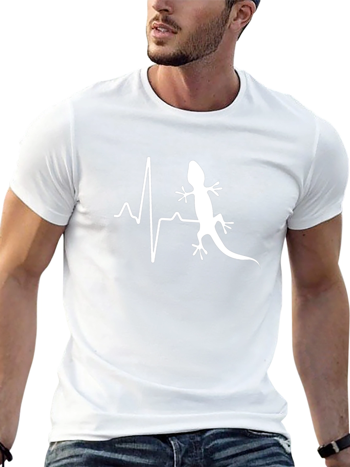 Lizard Heartbeat Graphic Tee - Cool Animal Lover Shirt