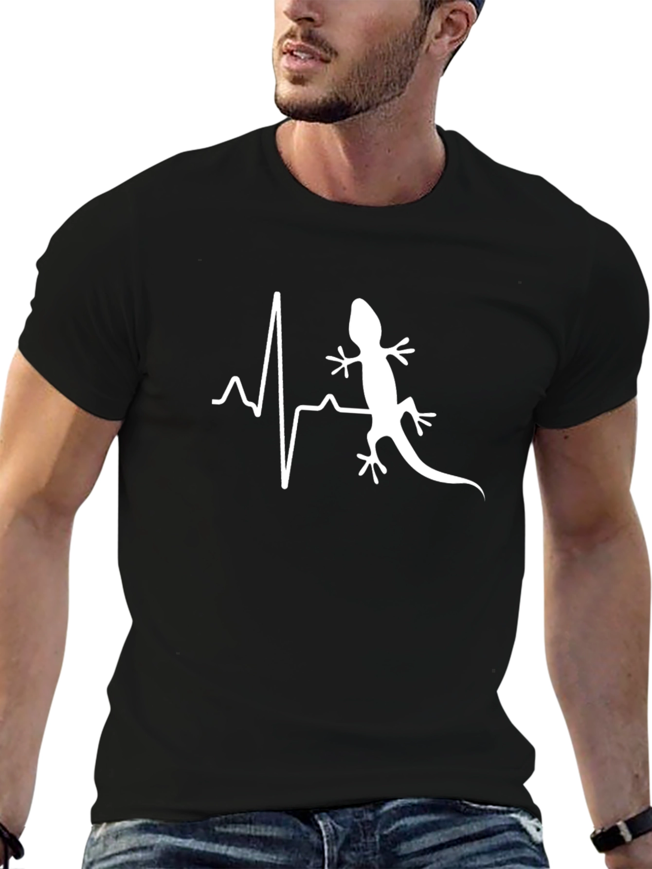 Lizard Heartbeat Graphic Tee - Cool Animal Lover Shirt