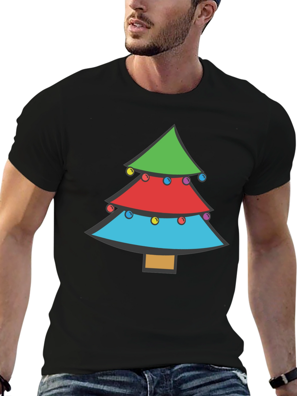 Festive Christmas Tree Graphic Tee - Holiday Apparel