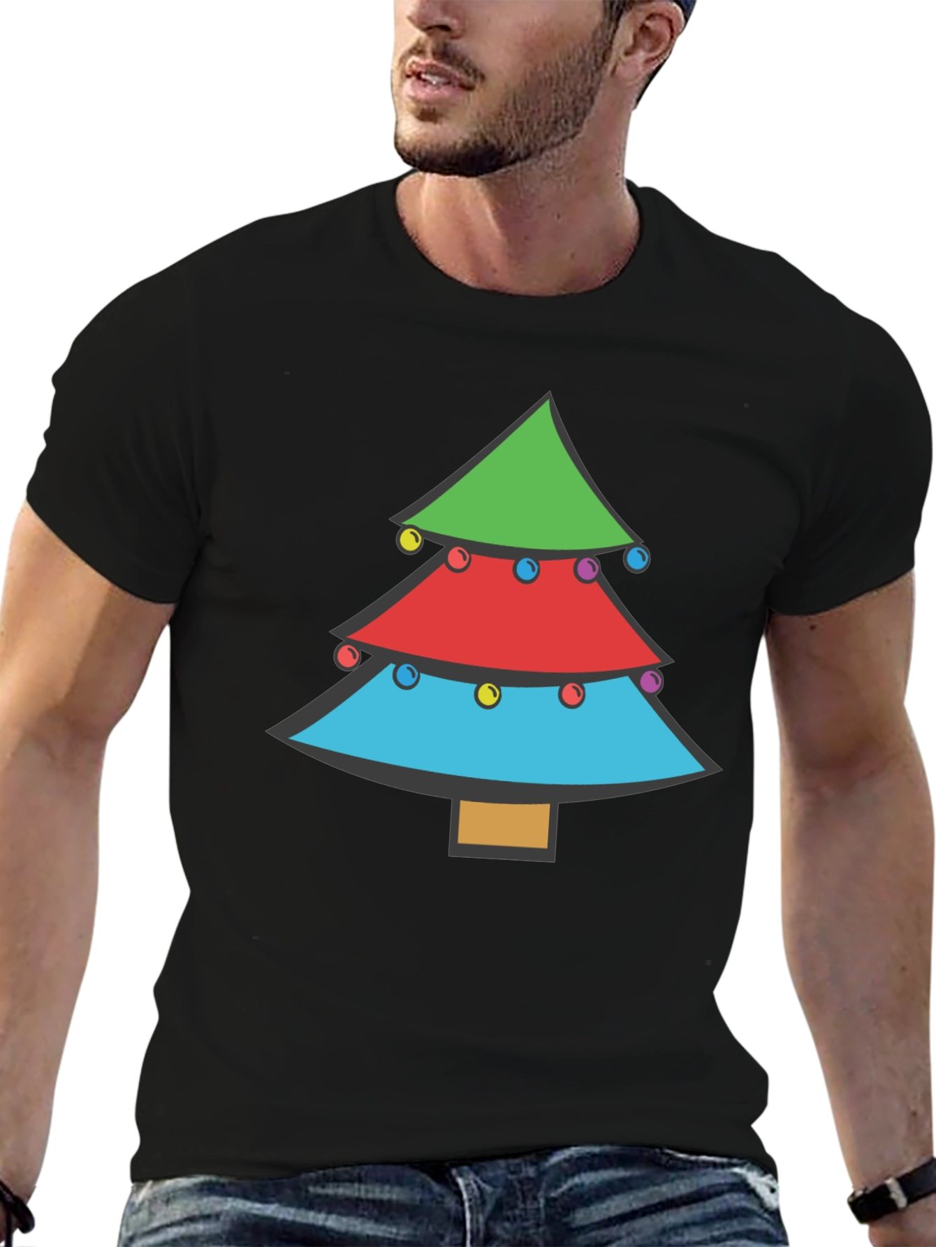 Festive Christmas Tree Graphic Tee - Holiday Apparel