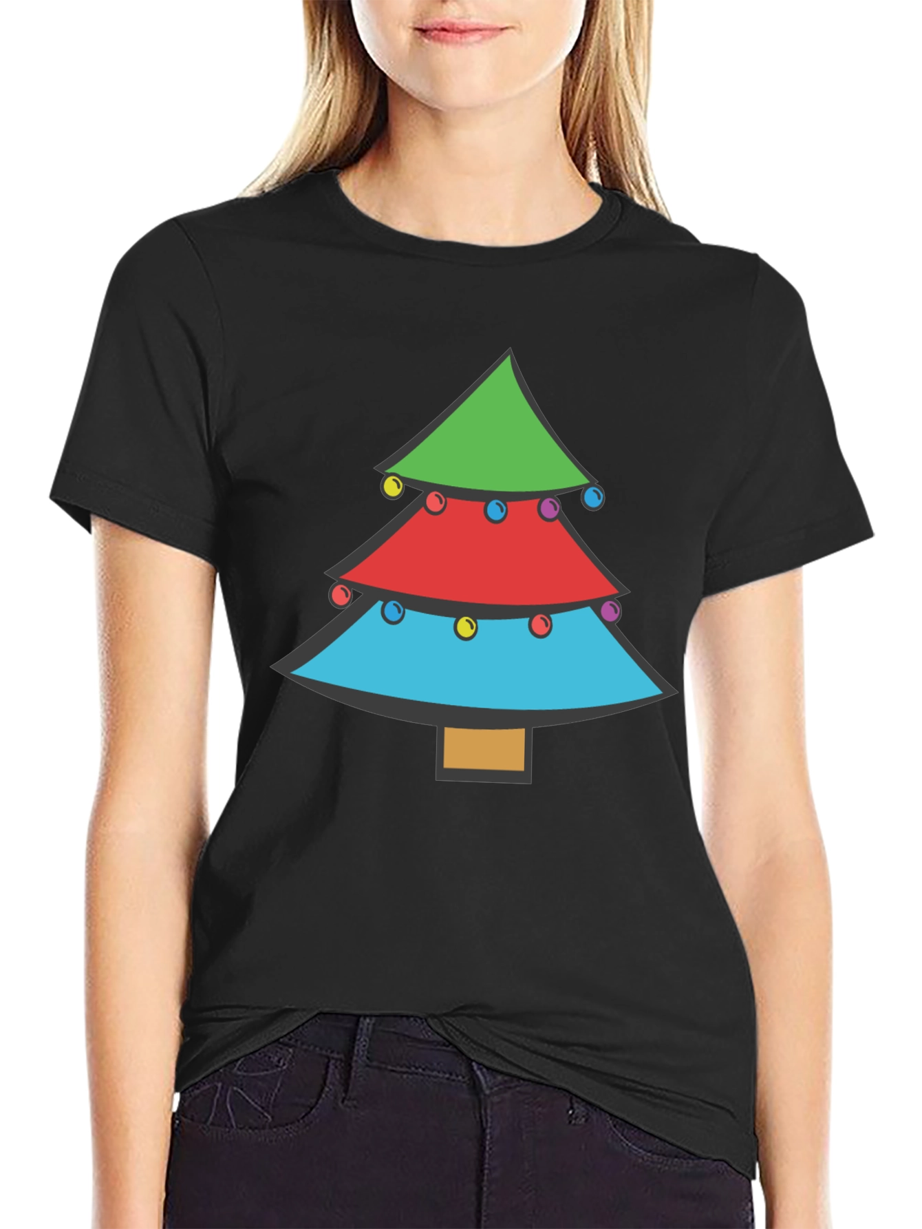 Festive Christmas Tree Graphic Tee - Holiday Apparel
