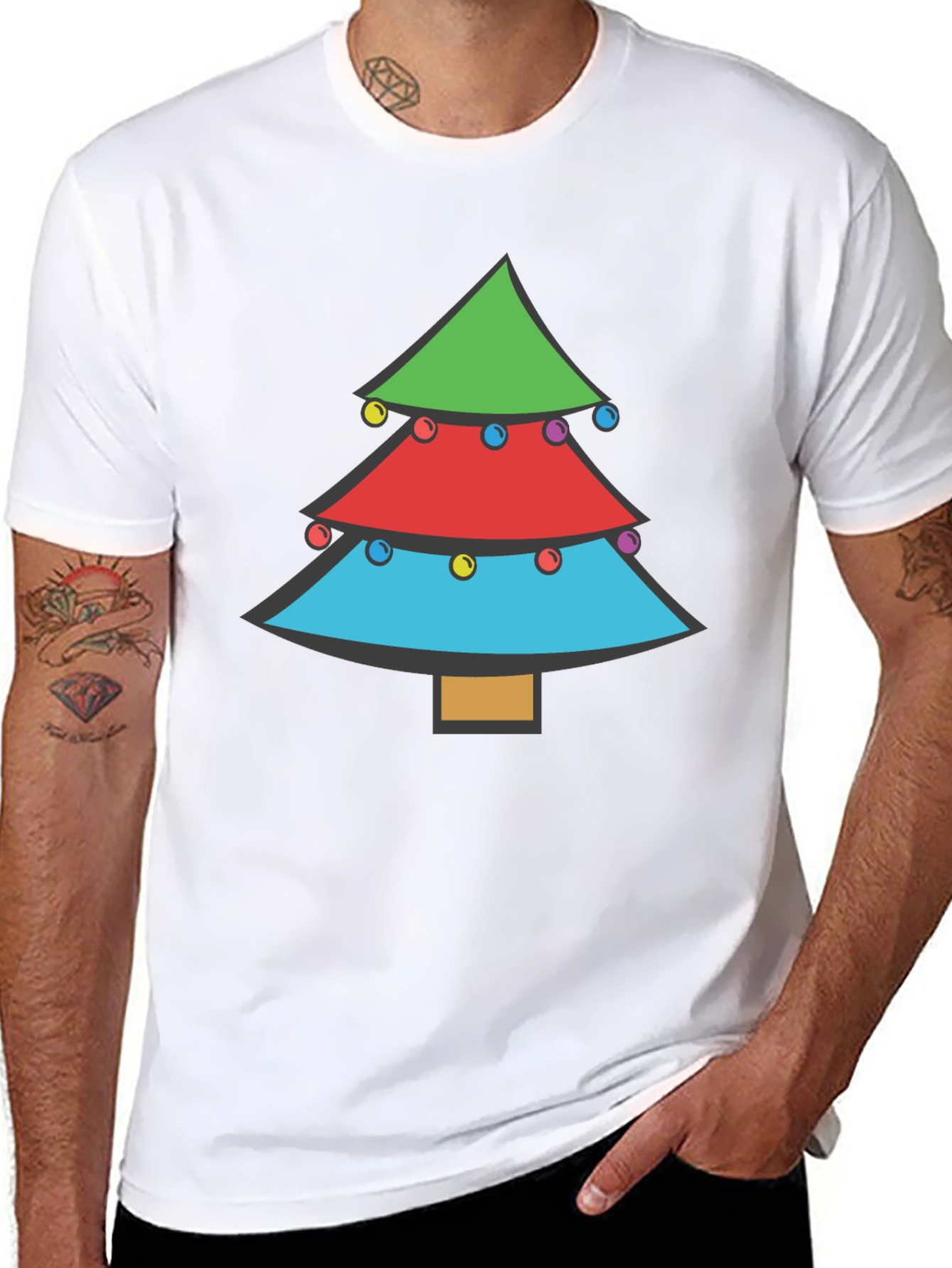 Festive Christmas Tree Graphic Tee - Holiday Apparel