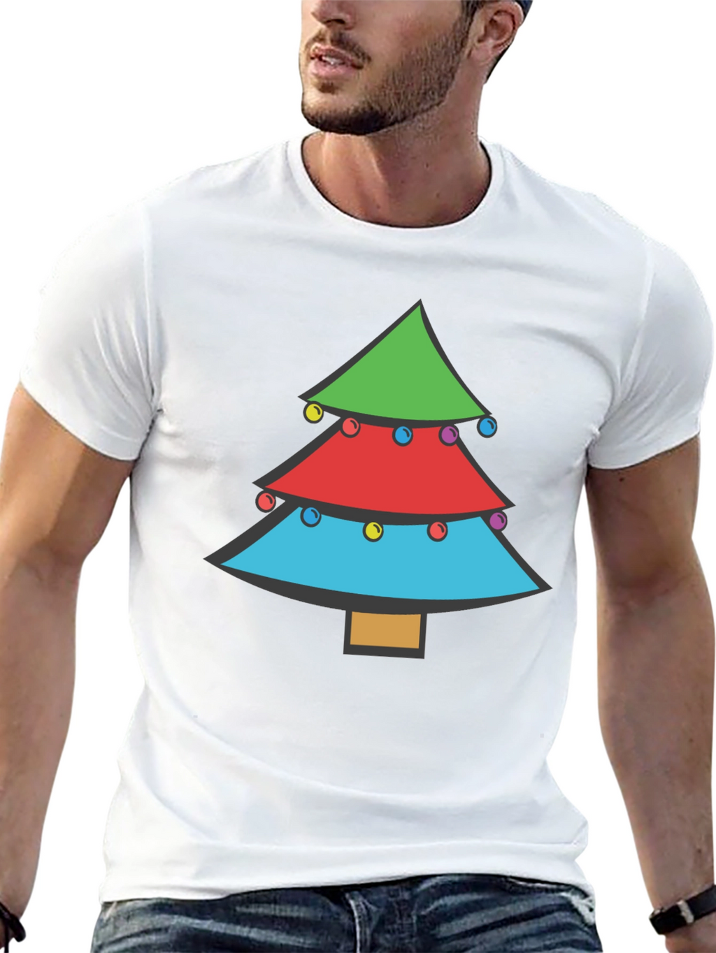 Festive Christmas Tree Graphic Tee - Holiday Apparel