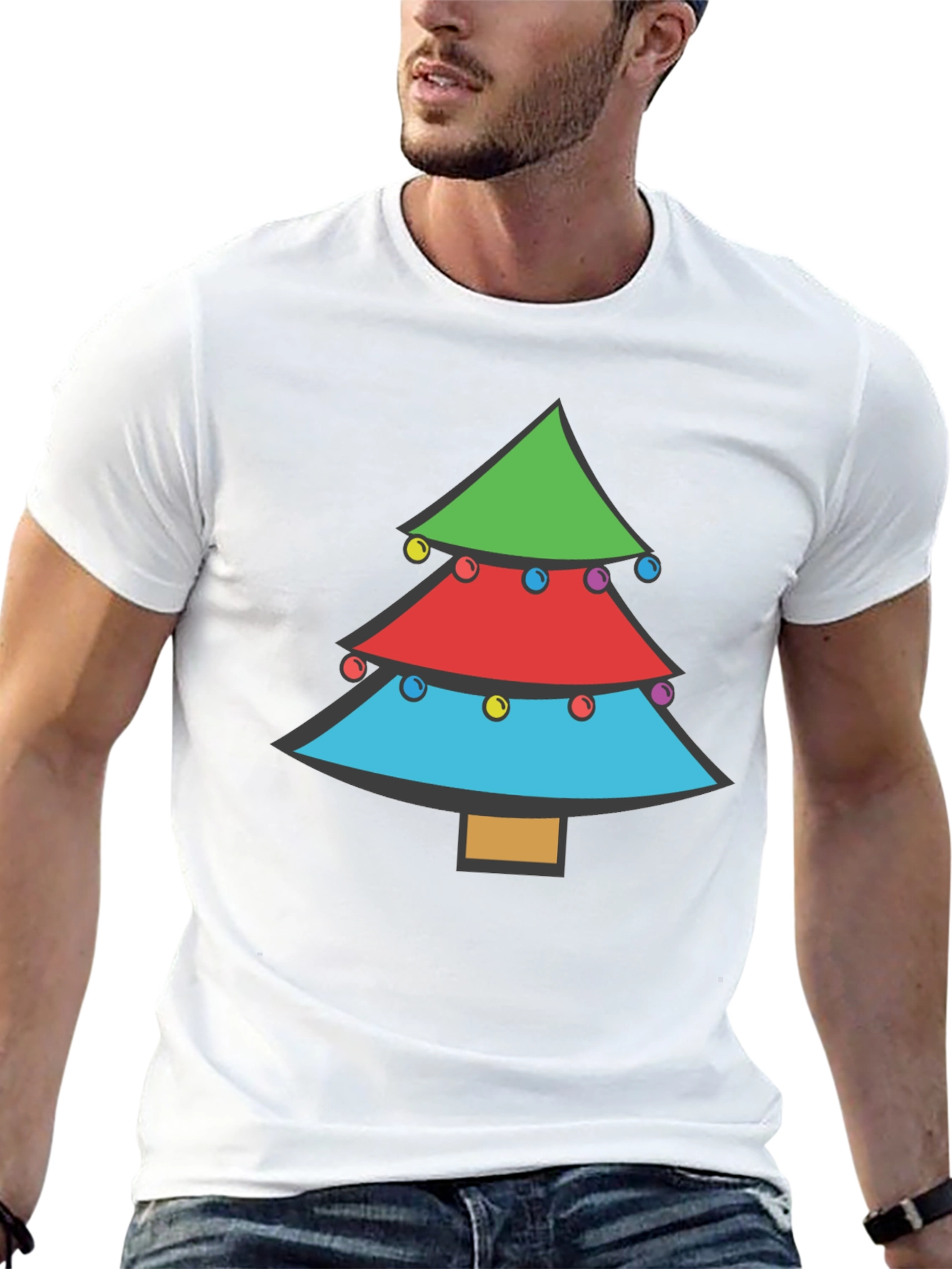 Festive Christmas Tree Graphic Tee - Holiday Apparel