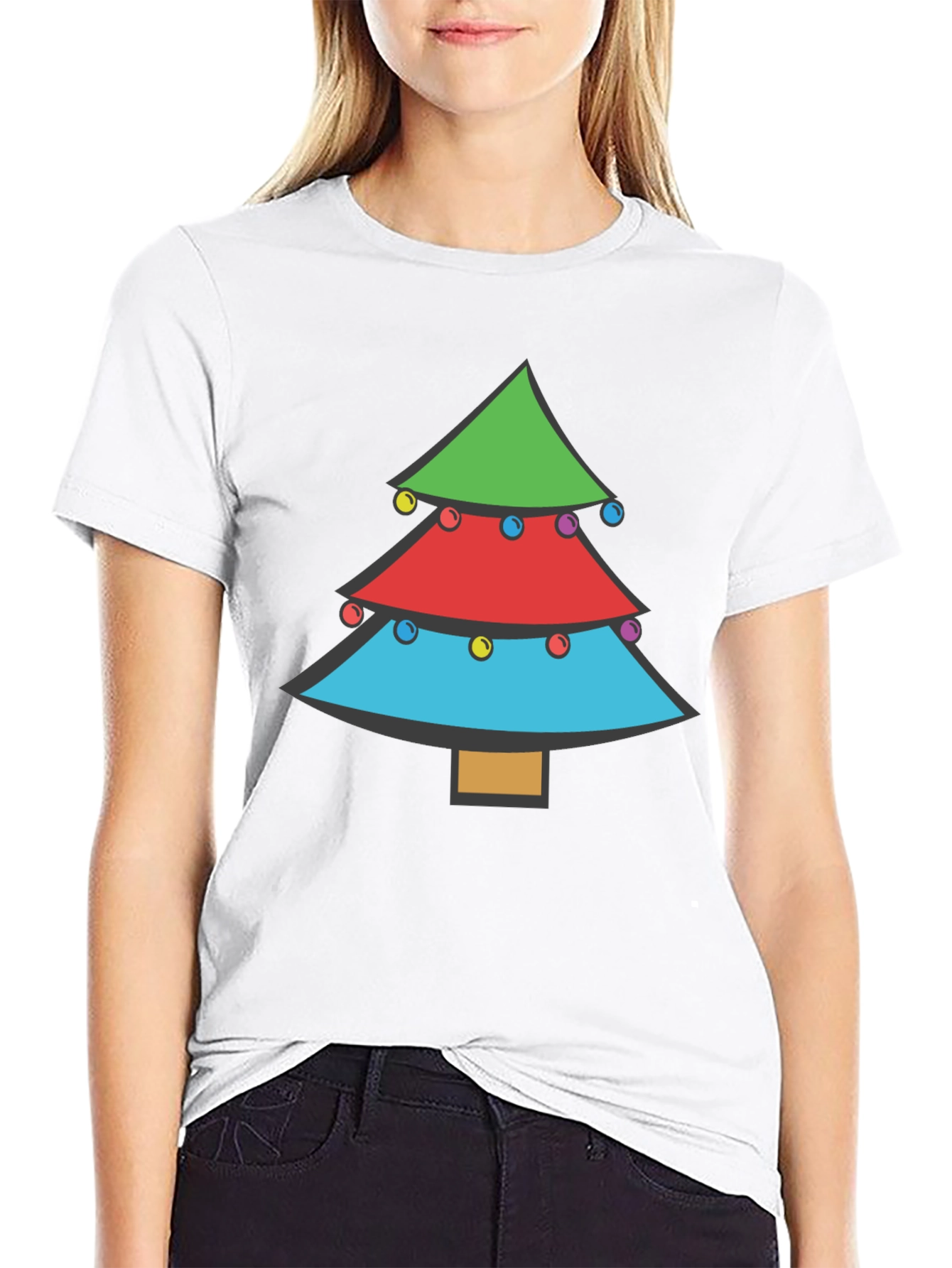 Festive Christmas Tree Graphic Tee - Holiday Apparel