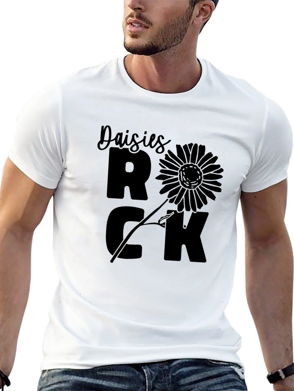 Daisies Rock Black Graphic T-Shirt
