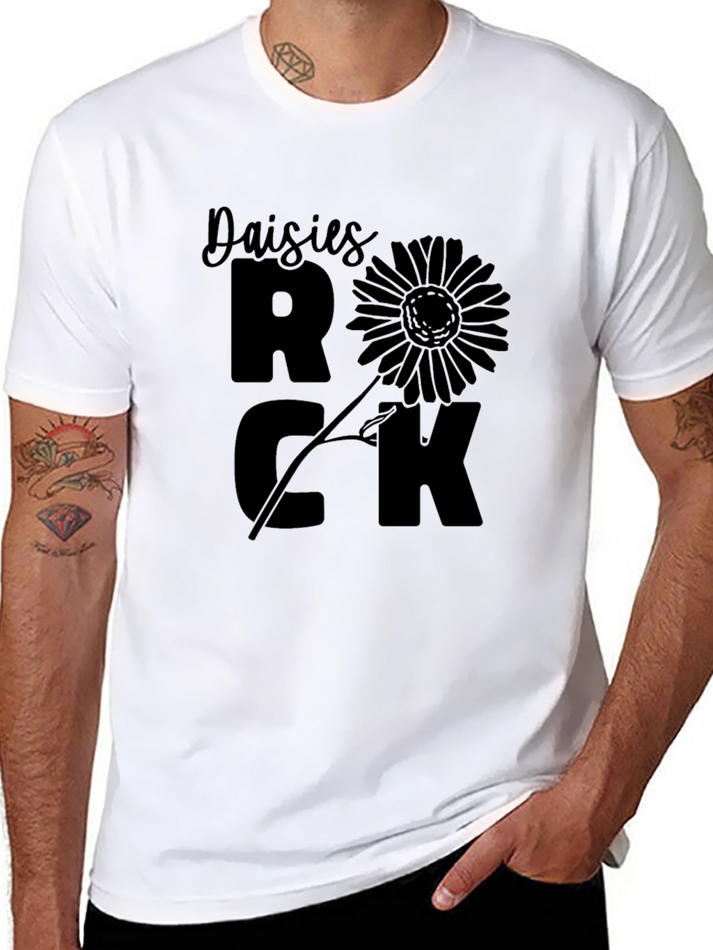 Daisies Rock Black Graphic T-Shirt