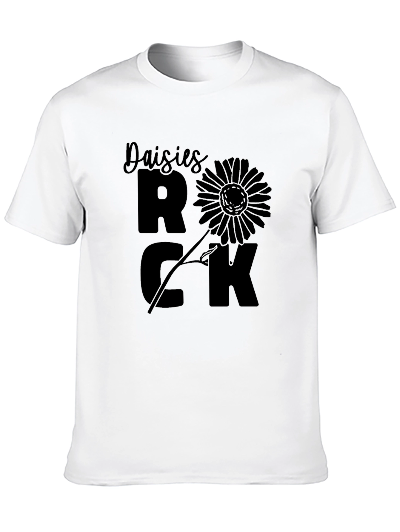 Daisies Rock Black Graphic T-Shirt