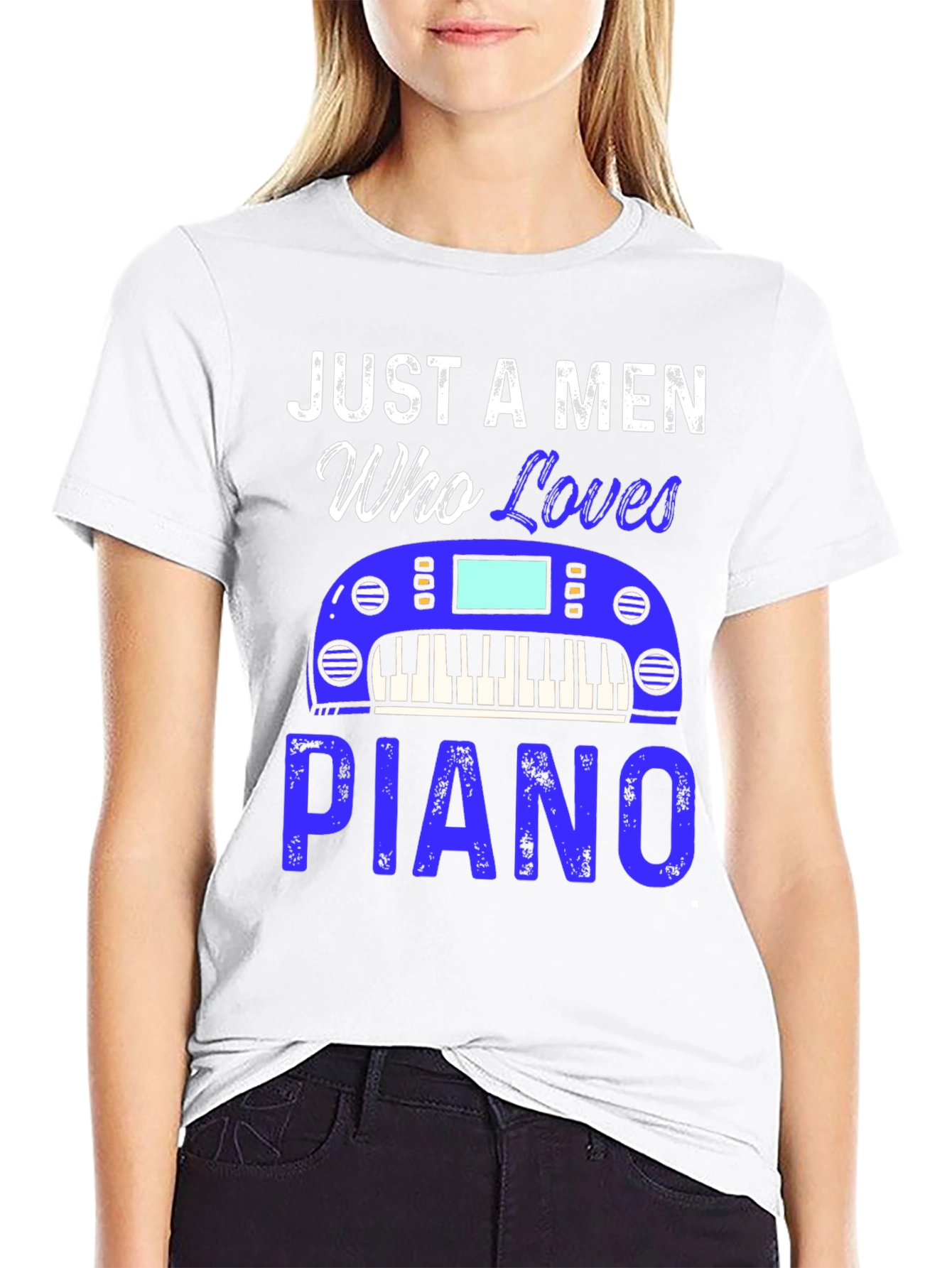 Just A Men Who Loves Piano Black T-Shirt