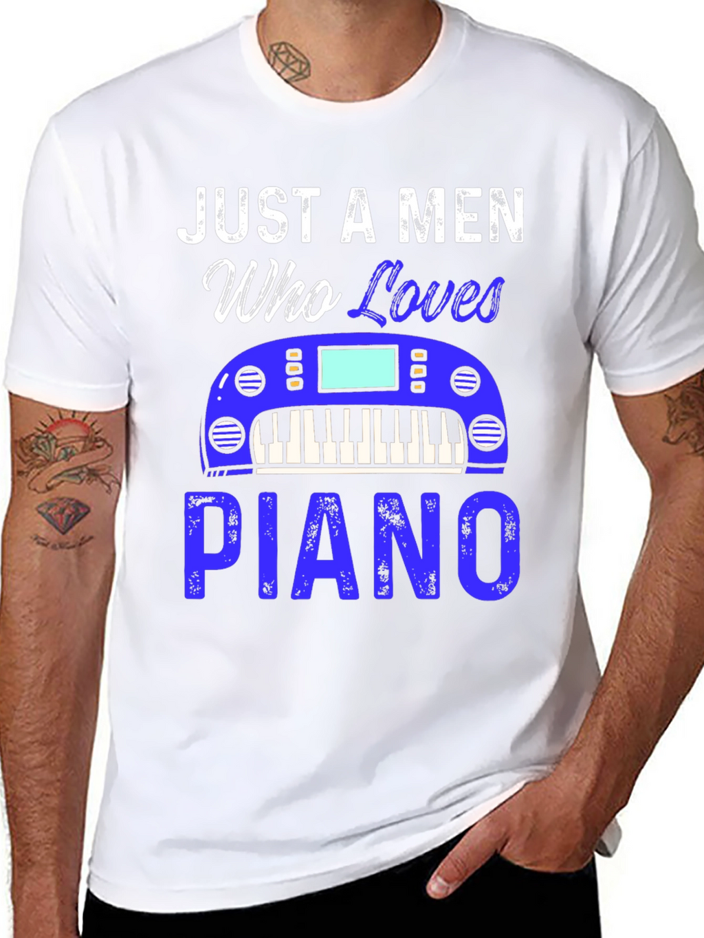 Just A Men Who Loves Piano Black T-Shirt