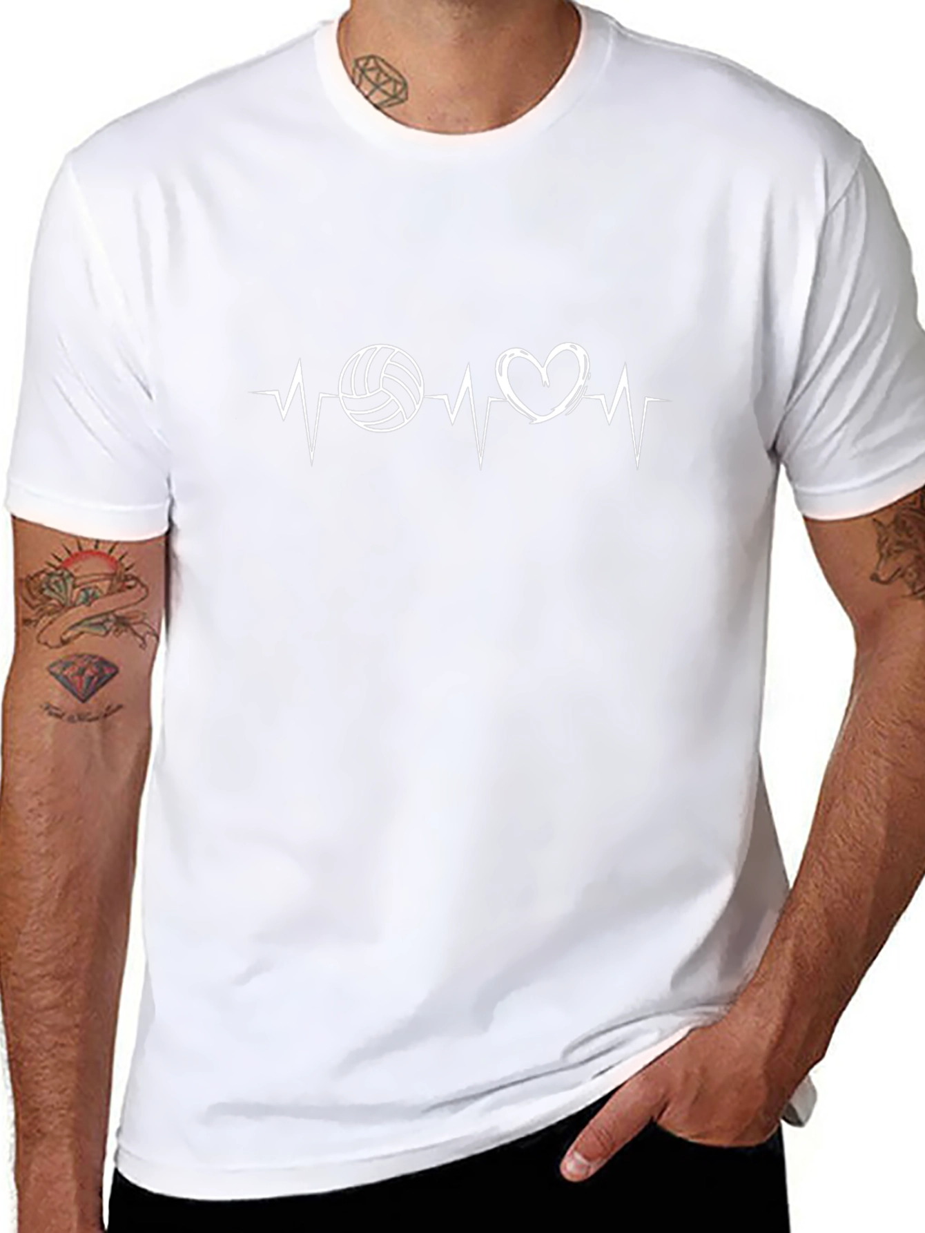 Volleyball Heartbeat Graphic Tee - Black