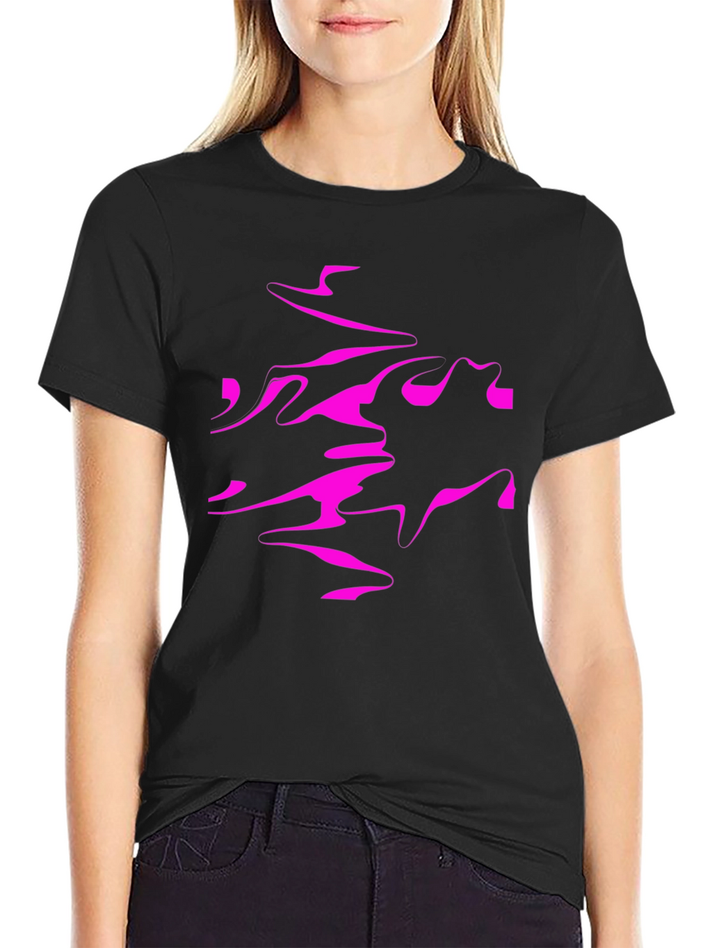 Abstract Print Black Crew Neck T-Shirt
