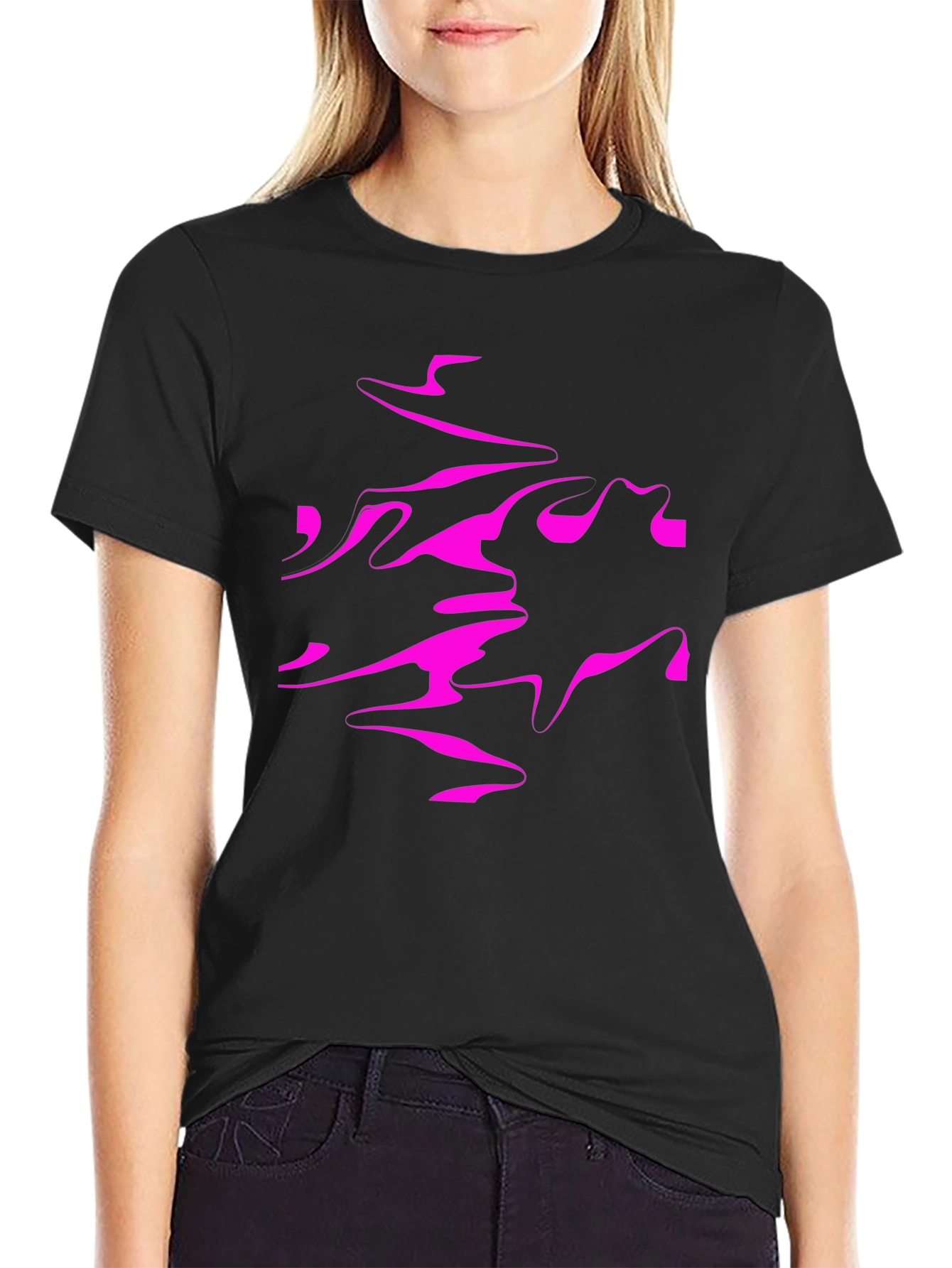 Abstract Print Black Crew Neck T-Shirt