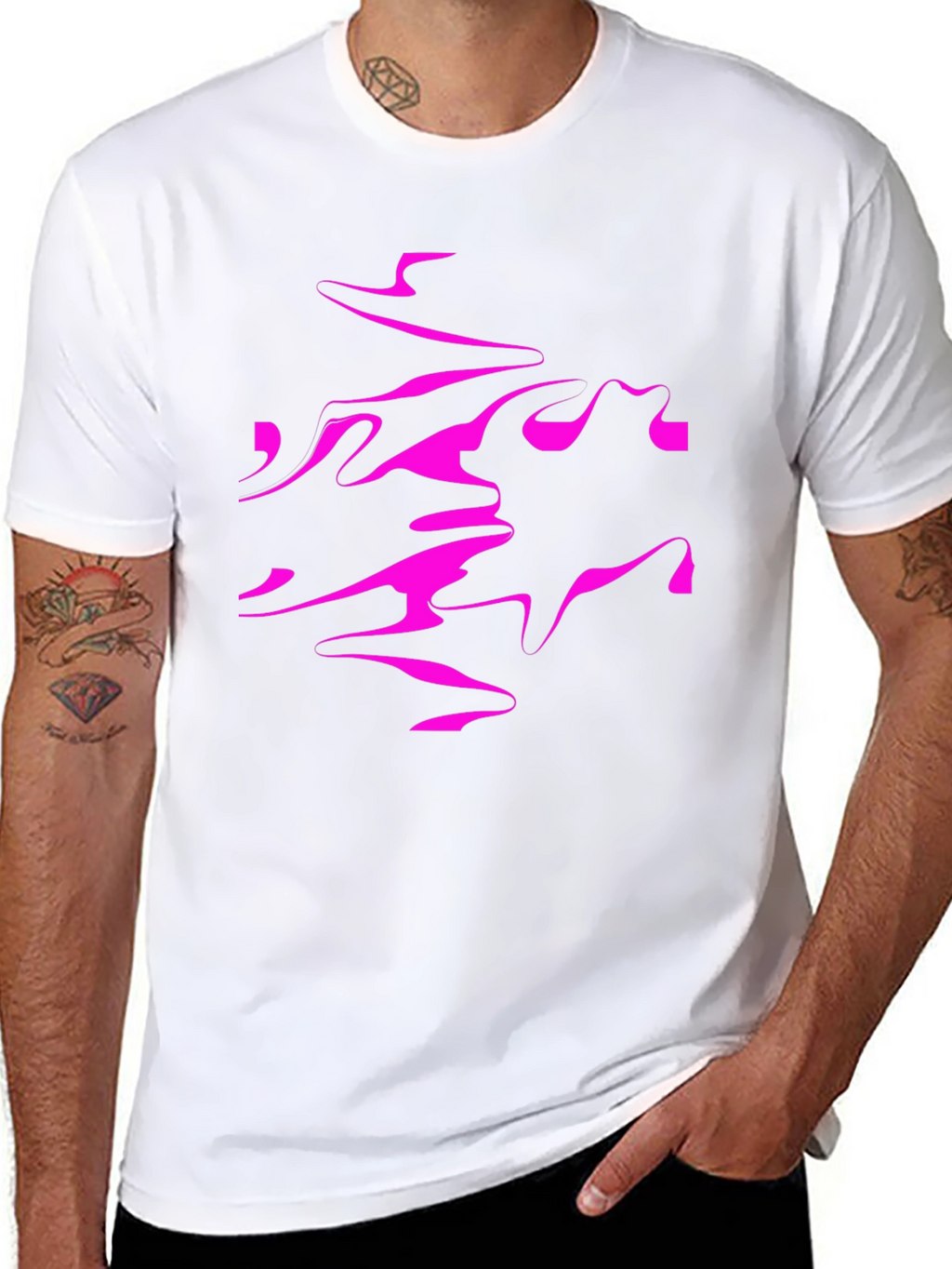Abstract Print Black Crew Neck T-Shirt