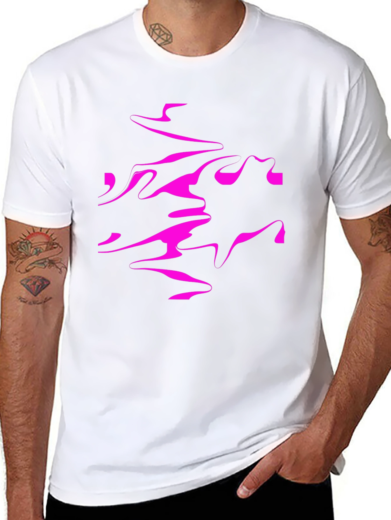 Abstract Print Black Crew Neck T-Shirt