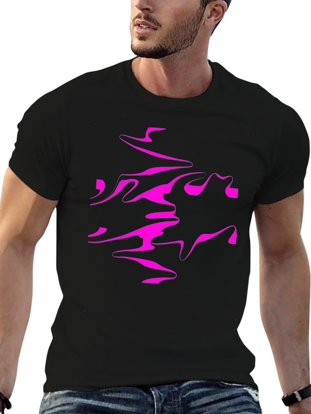 Abstract Print Black Crew Neck T-Shirt