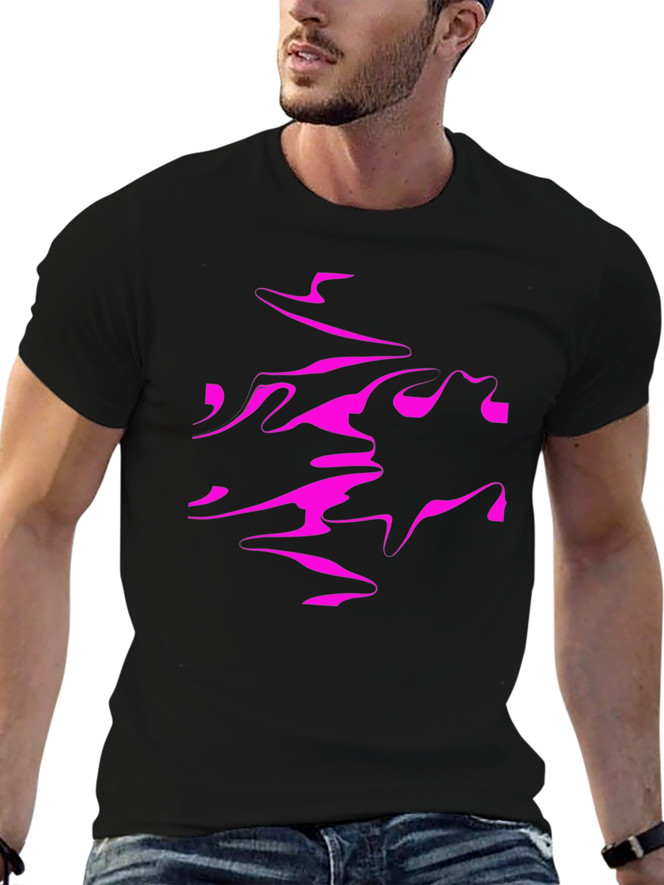 Abstract Print Black Crew Neck T-Shirt